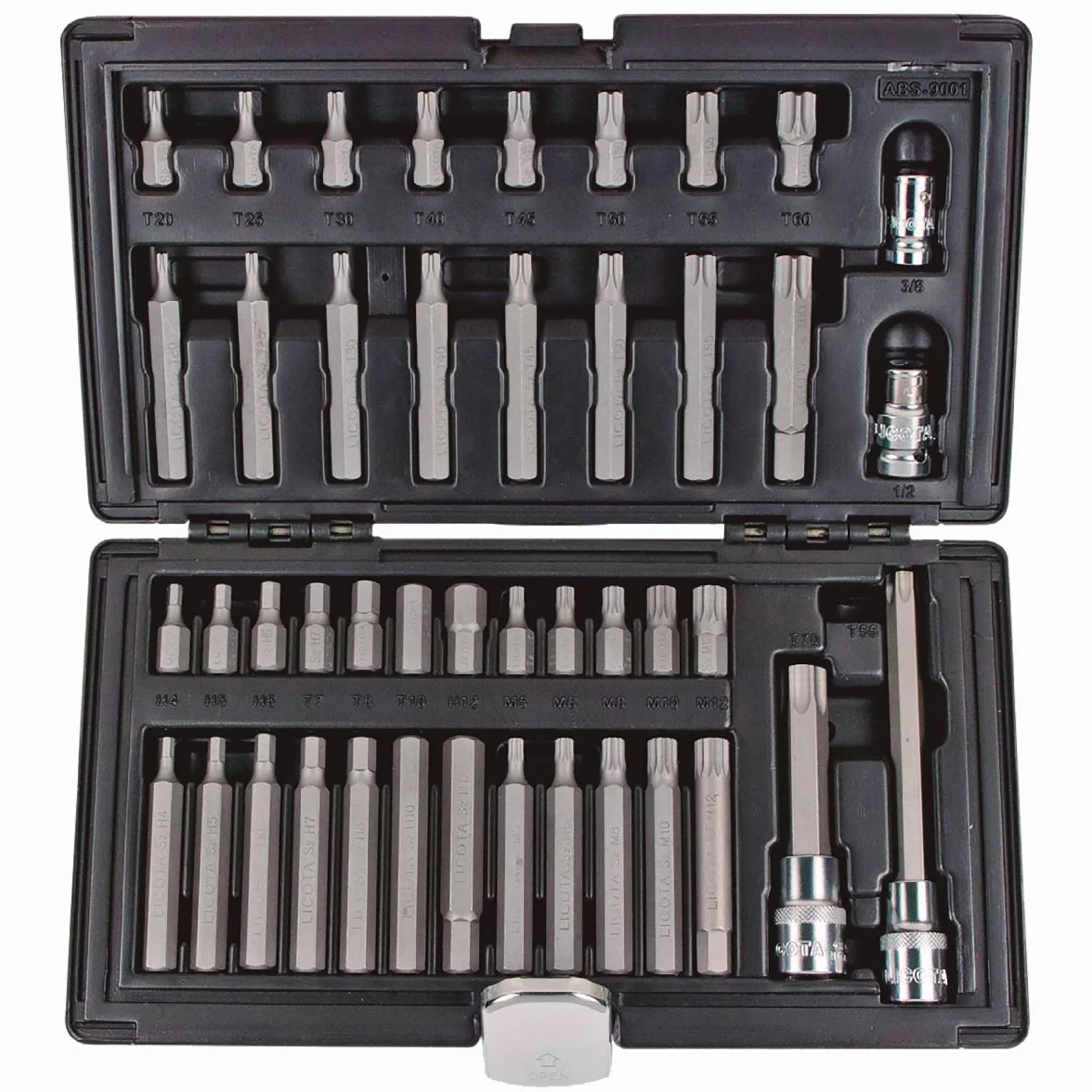ESTUCHE 44 PUNTAS de 10MM Acero S2 para uso PROFESIONAL en taller mecánico de coche HEXAGONAL, TORX y SPLINE