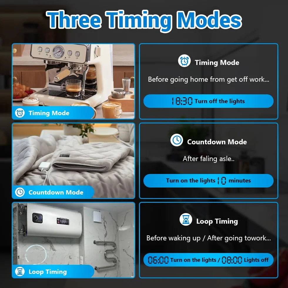 Interruptor WiFi, 1P+N 25A 230V, interruptor de control remoto inalámbrico para hogar inteligente, temporizador, control de voz monitor de energía compatible con la aplicación Smart Life TUYA riel DIN