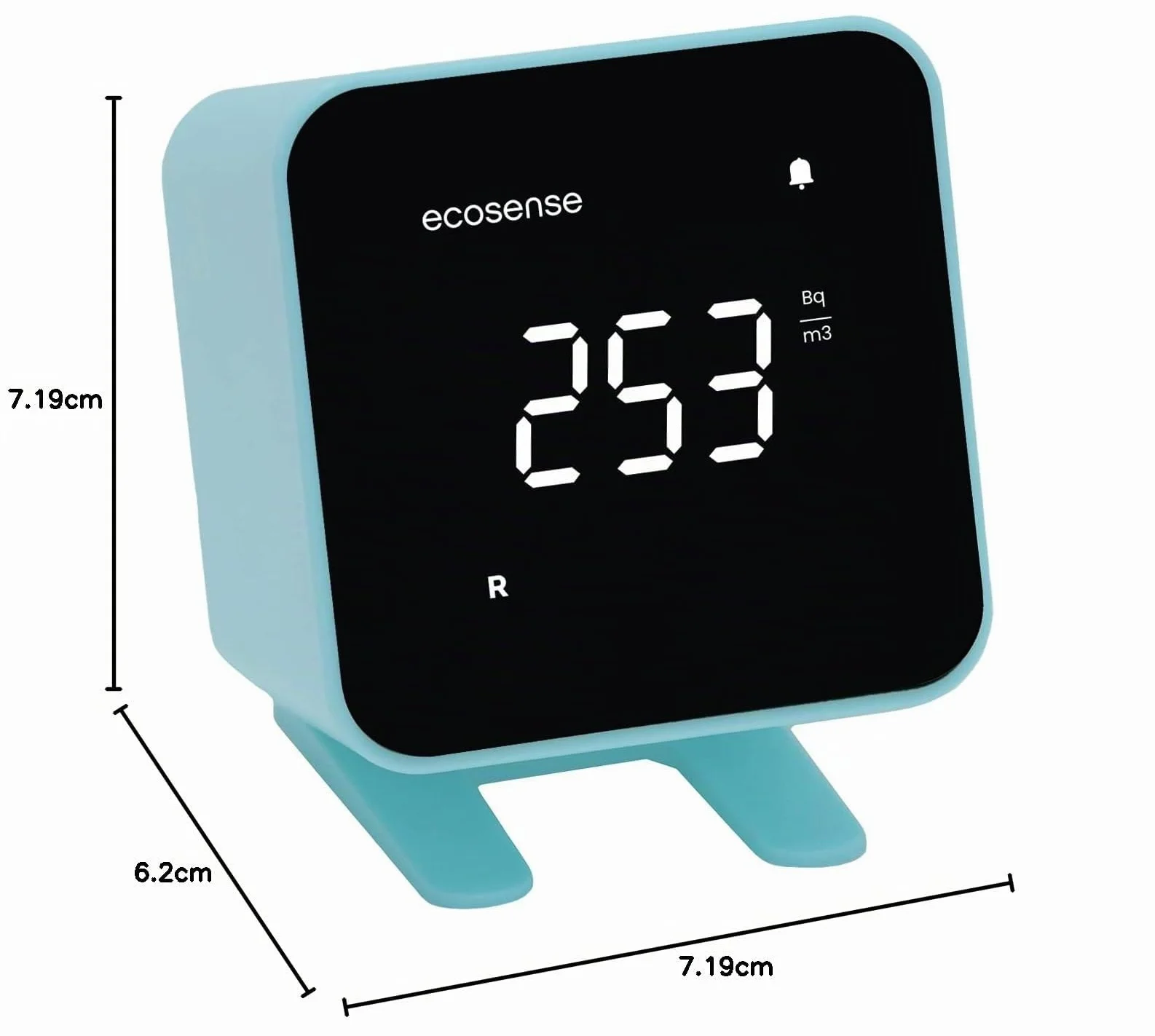 Ecosense EB100 EcoBlu, Detector de radón doméstico, captura y visualización de resultados cada 10 minutos, monitoreo continuo a corto y largo plazo, fácil de usar