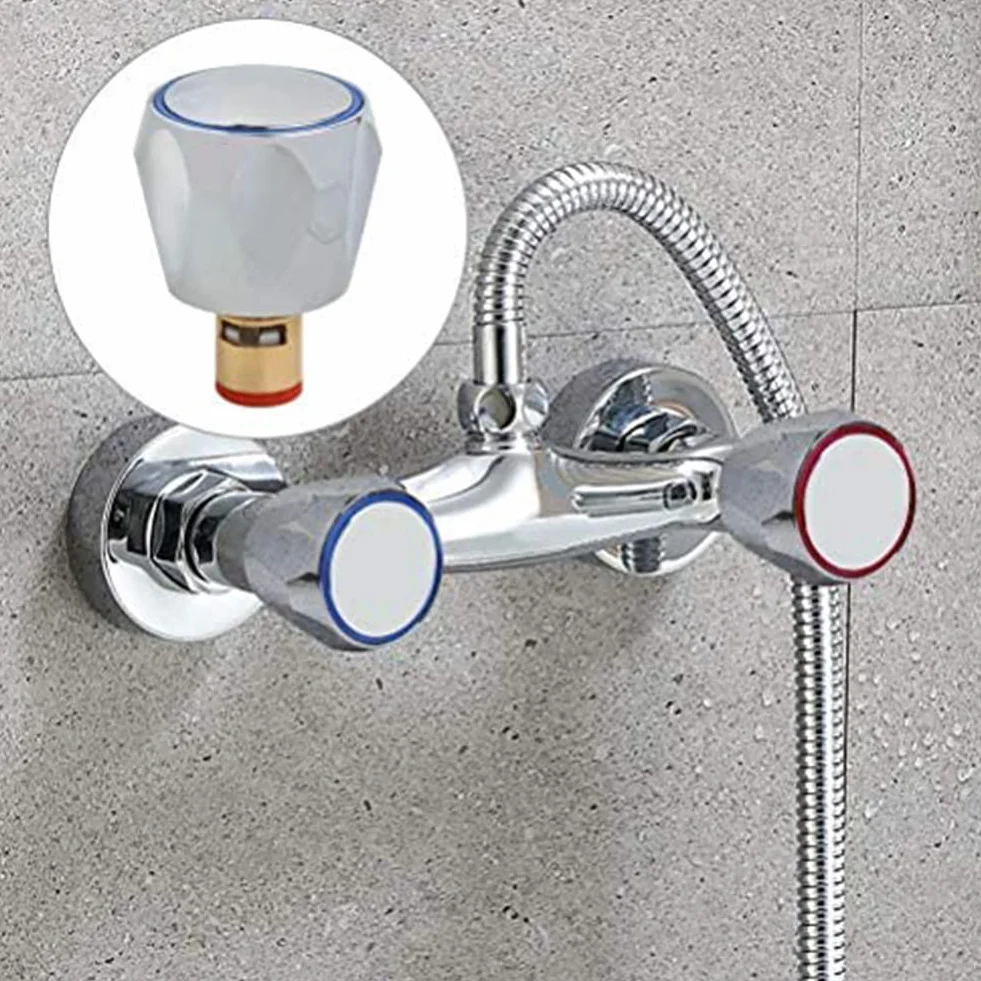 Kit de grifo caliente y frío, cabezales de conversión cromados, reemplazo de 1/2 para fregadero de lavabo