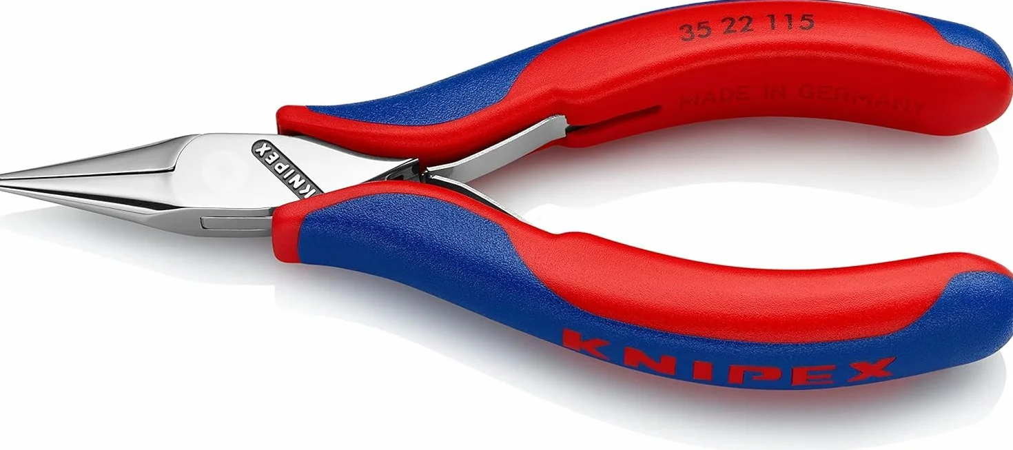 KNIPEX Alicate de montaje para electrónica con articulación machihembrada con cartulinas autoservicio con mangos multicomponente 115 mm, 35 22 115 SB