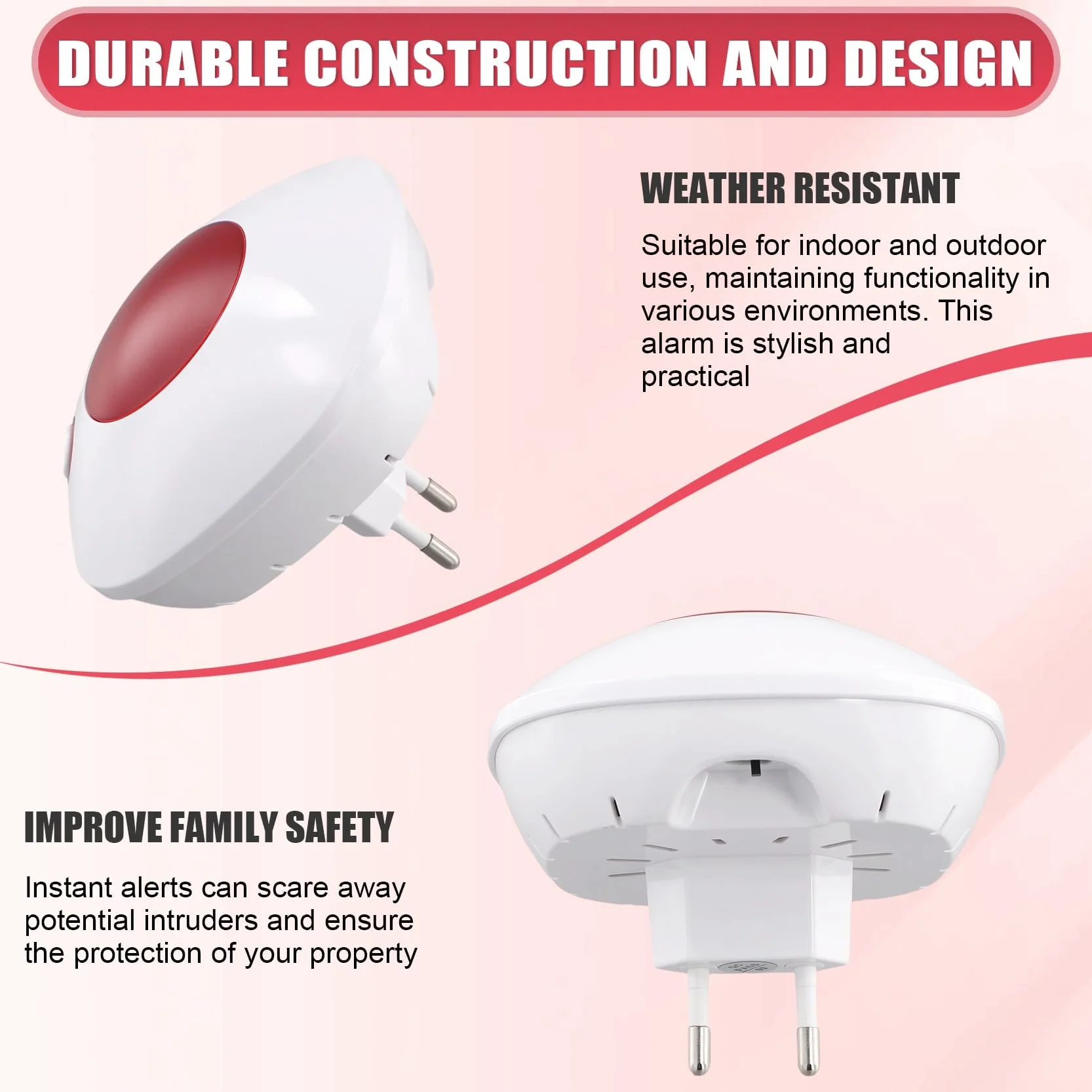 Sirena de Alarma con Luz de Sonido Inteligente WIFI 110dB TUYA Sirena de Protección de Seguridad de Seguridad de Alarma para el Hogar Enchufe Europeo