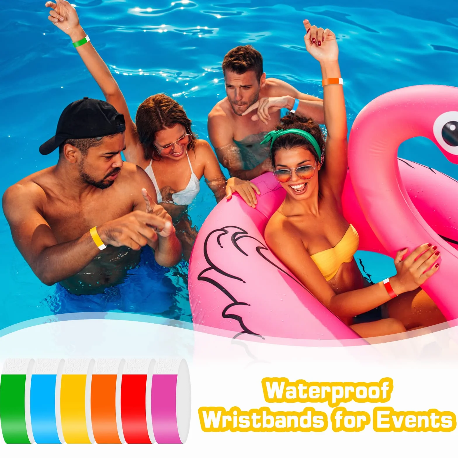 Pulseras Identificativas de Neón Impermeables 600pcs 6 Colores para Eventos Festivales