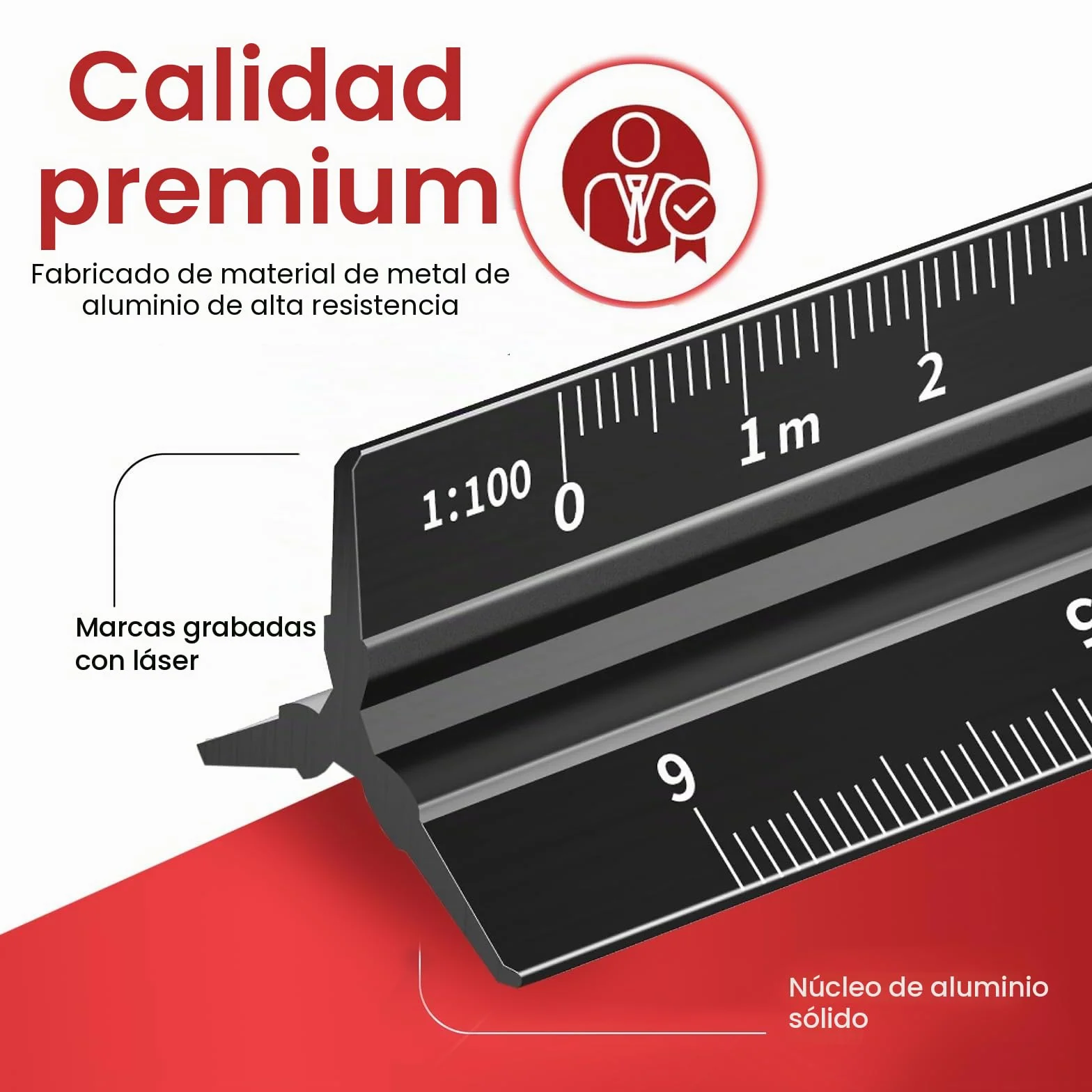 Escalimetro Profesional Regla de Escala Arquitectónica Triangular Aluminio 1:20 1:25 1:50 1:100 1:200 1:500