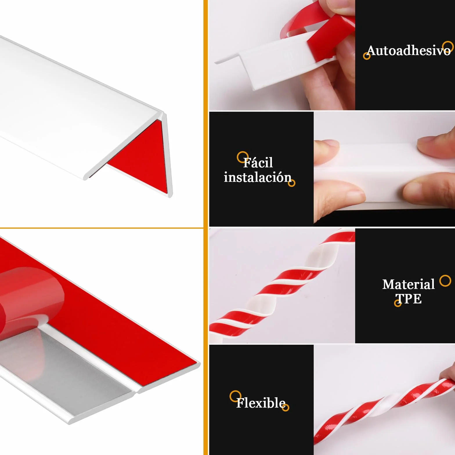 Tiras Auto Adhesivas Protectoras Para Esquinas – Tiras De Base Blandas Y Flexibles Para Puertas, Ventanas, Paredes, Cocina, Azulejos – Rollo Impermeable, Fácil De Cortar, Ideal Para Manualidades