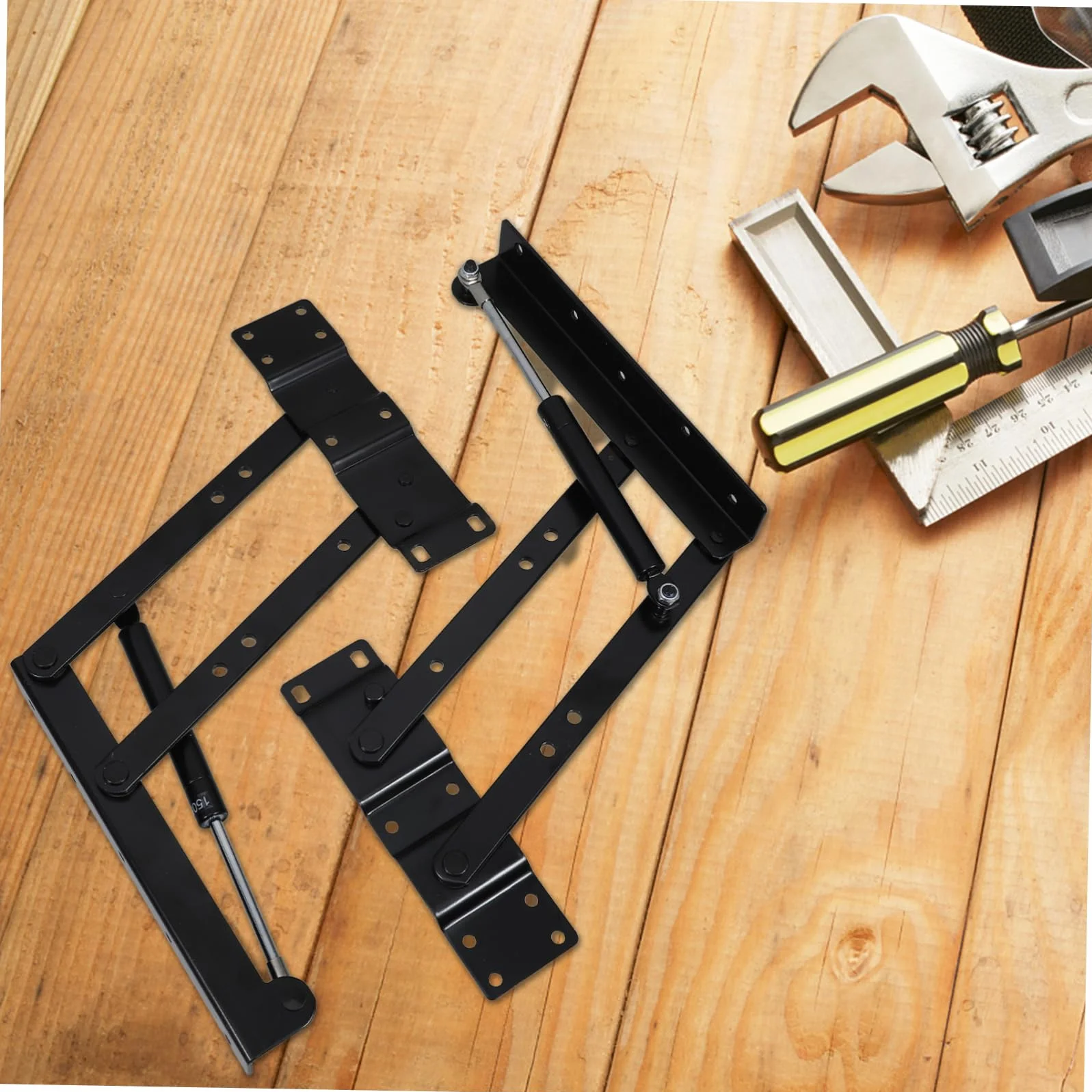HEMOTON Soporte Elevador de Muebles de Hierro Negro Resistente Estructura Fuerte y Optimización de Espacio para Mesa Baja Funcional y Telescópica