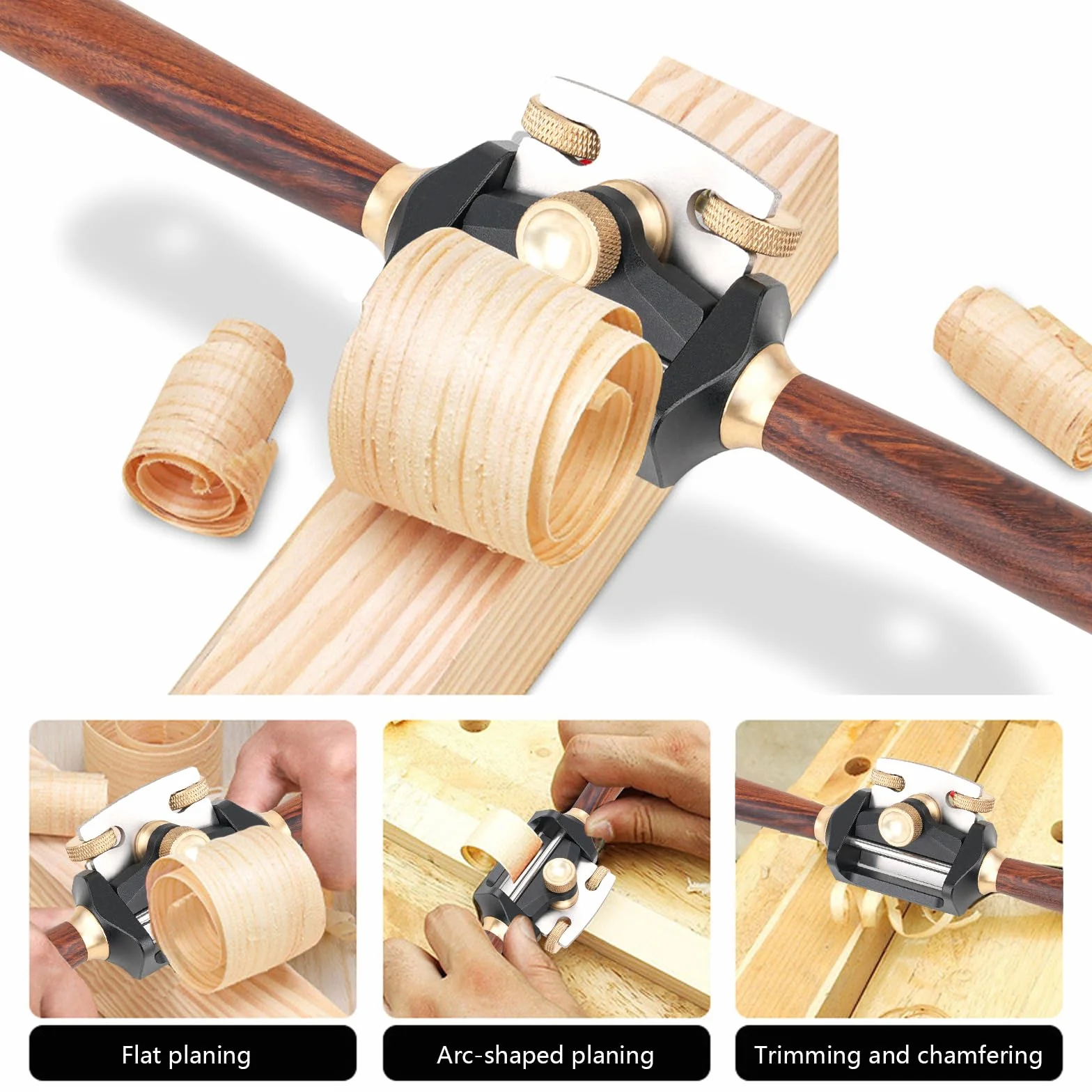 Cepillo De Mano, Cepillo De Corte Para CarpinteríA Herramienta De Recorte Manual Afilador Ajustable 210 Mm Mango De Palisandro Hoja 42 Mm Acero Inoxidable 440c