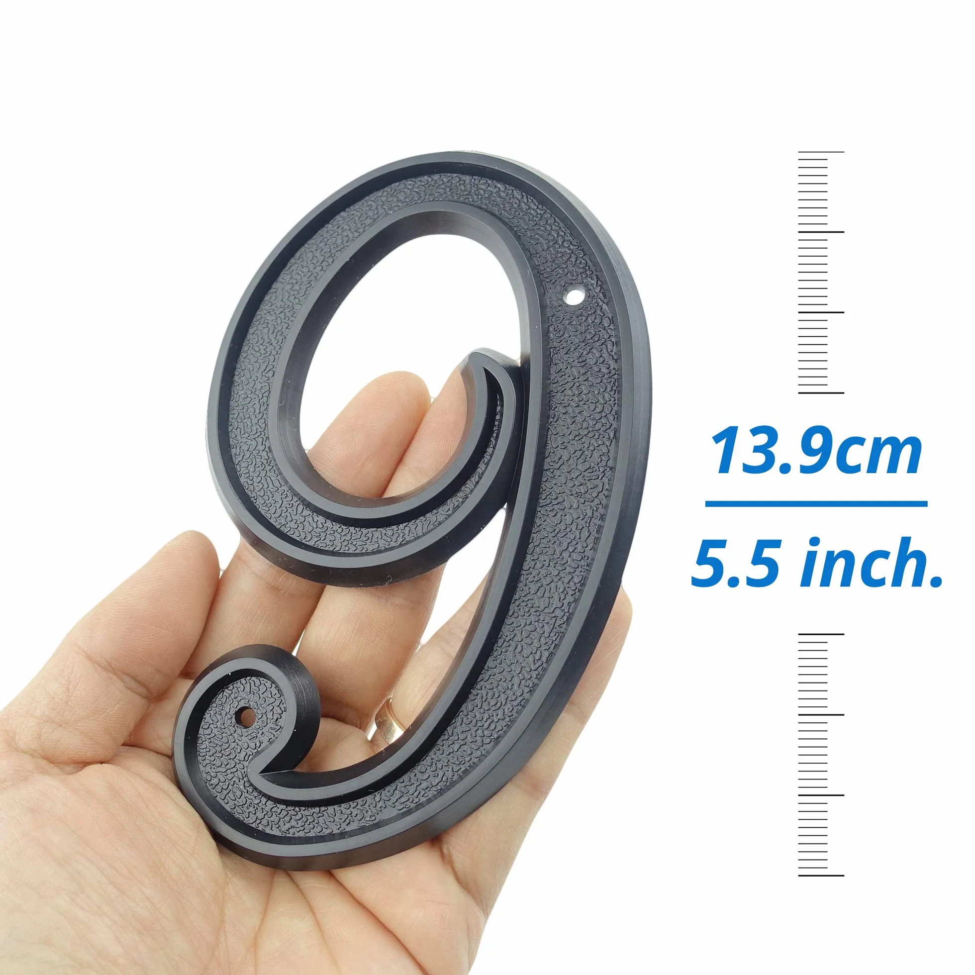 HASWARE Número de casa de 5.5 pulgadas (139mm) Números de puerta modernos Números de dirección de casa de calle, Plástico ABS negro (1)