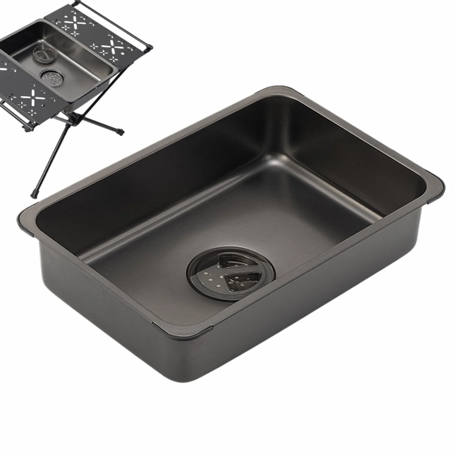 Fregadero exterior, fregadero RV,Pequeño fregadero de cocina de acero inoxidable | Cuenco de lavado versátil, plato de vajilla con tapón de drenaje para acampar al aire libre, picnic, RV, ba