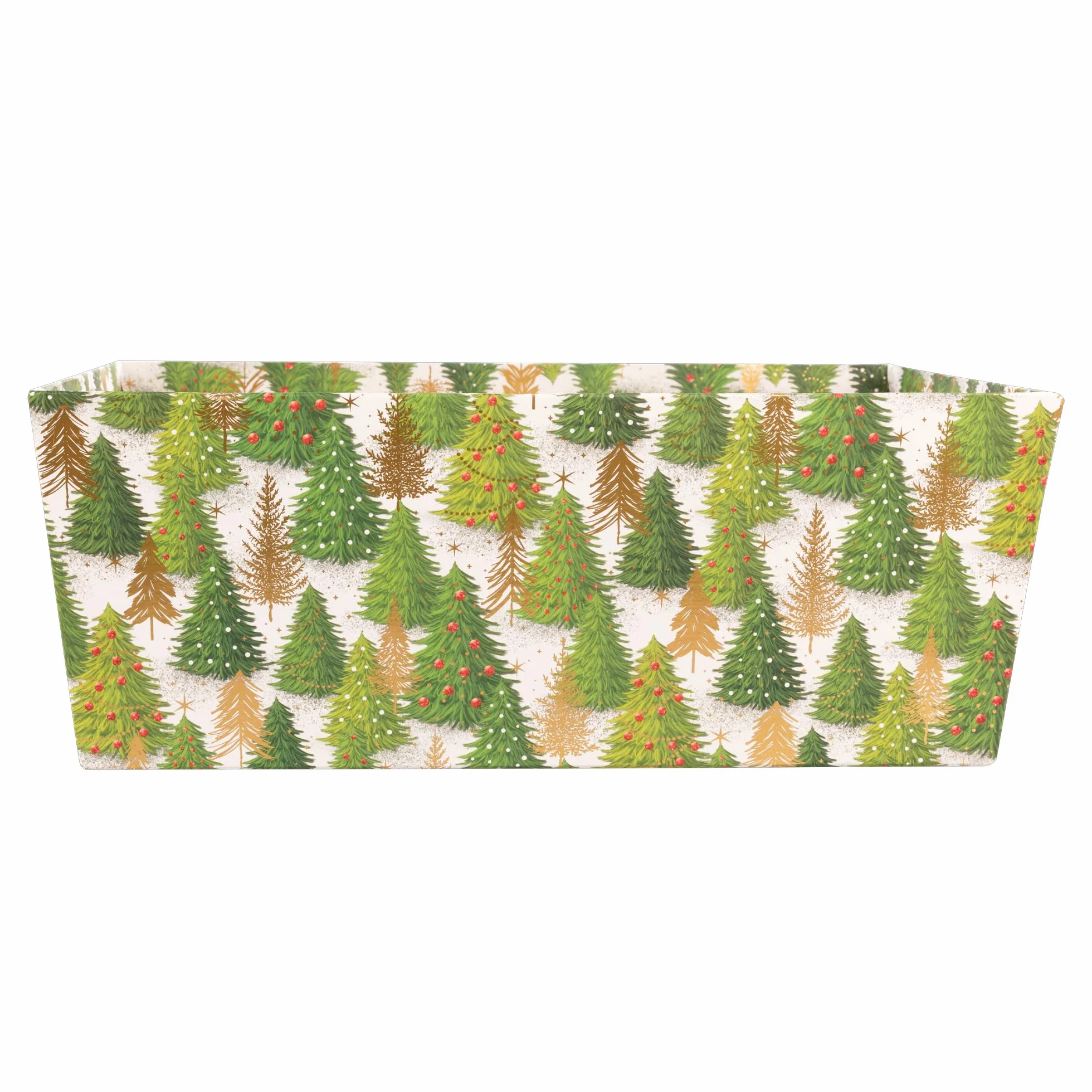 Idena Caja de almacenamiento de cartón resistente 33 x 22,9 x 12,7 cm con asas metálicas motivo árbol de Navidad