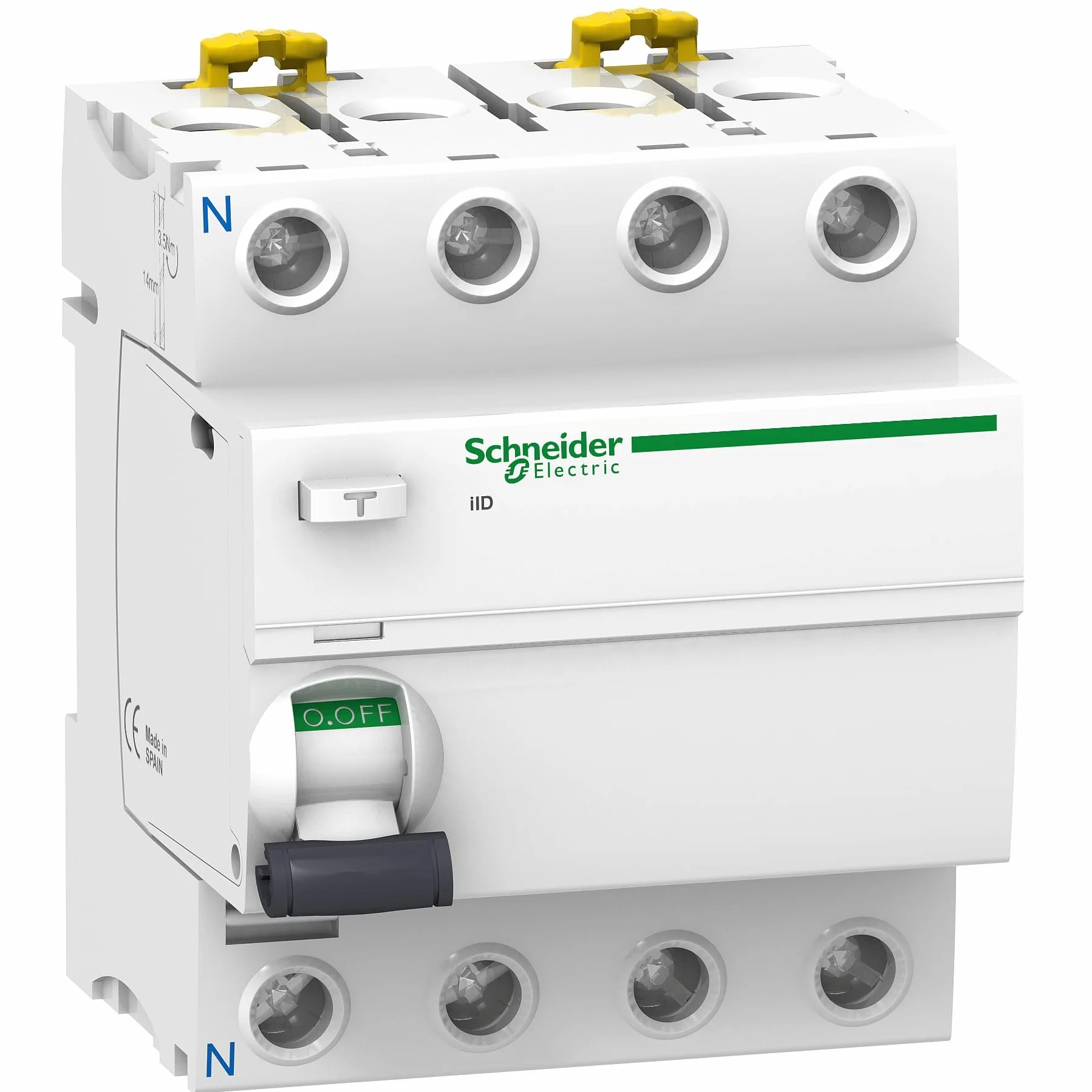Schneider Electric A9R11480 Acti 9 iID RCCB, Type AC, 4P, 80A, 30mA, 73.5mm x 72mm x 91mm, Blanco