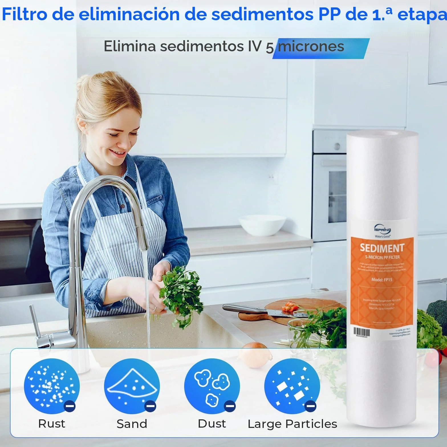 iSpring F10KU Juego de Cartuchos de Filtro de Repuesto, 1 Año, para Sistemas de Ósmosis Inversa UV Minerales Alcalinos de 7 Etapas, 10 piezas, Blanco
