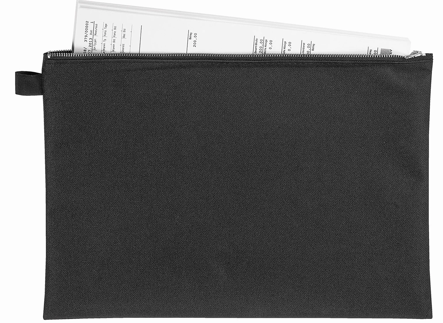 VELOFLEX 2724000 - Bolsa bancaria A4, bolsa de transporte, cartera, textil resistente, cremallera metálica, negra