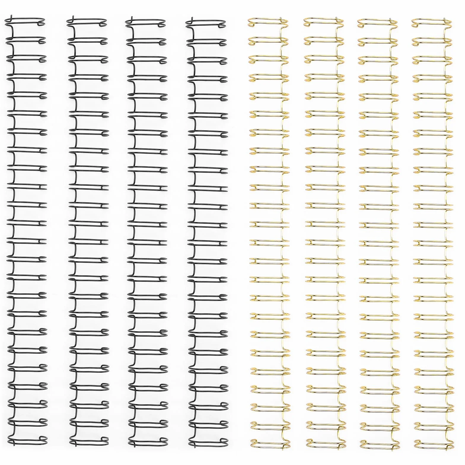 Vaessen Creative Espirales para Encuadernación Metálicas 2:1 Negro & Dorado - 8 Uds de 16 mm para la Encuadernadora Bind Easy - Gusanillos para Cuadernos, Agendas, Diarios y Álbumes