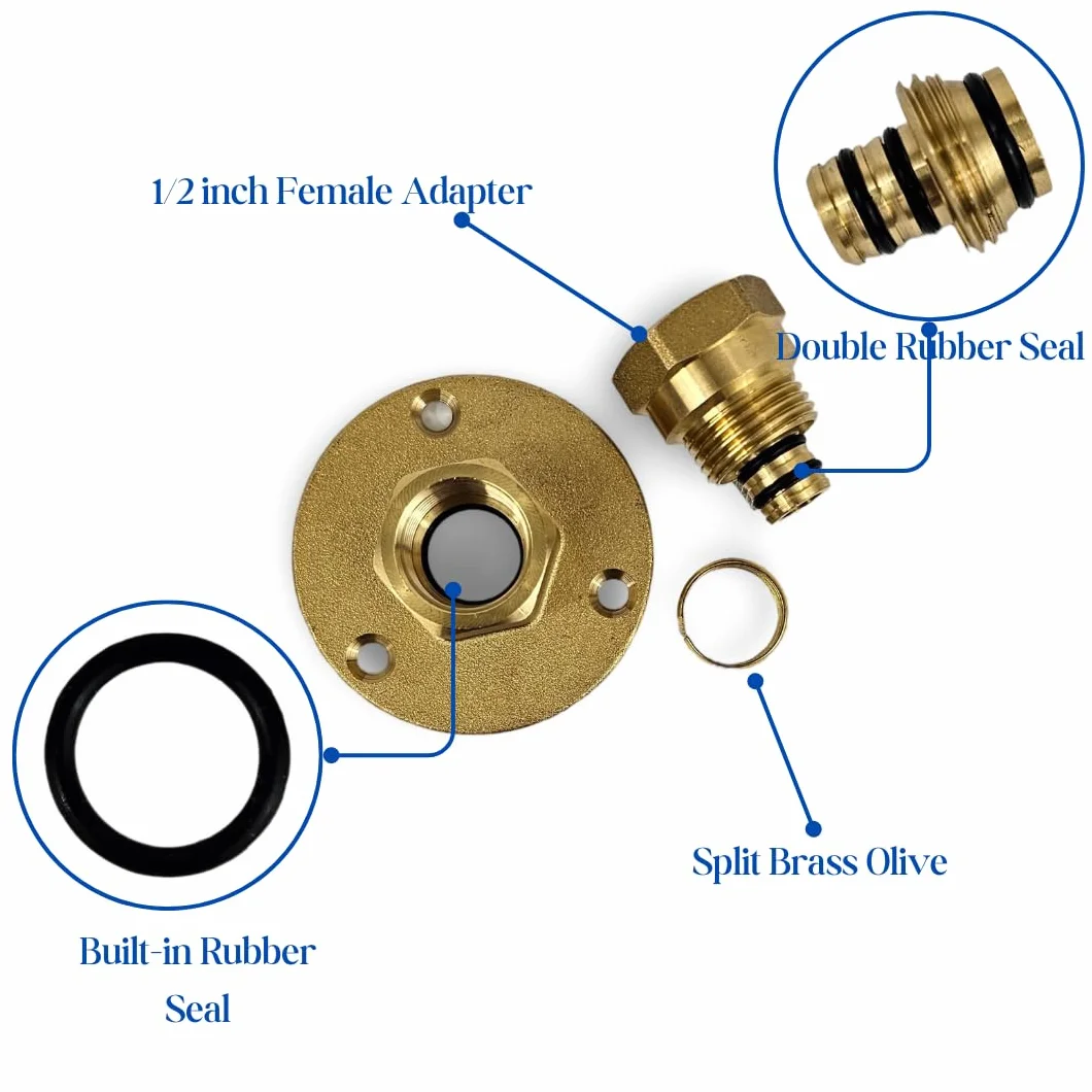Wallplate PSW Soporte de brida para grifo exterior, adaptador universal tubo plástico 16 mm, montaje brida BSP