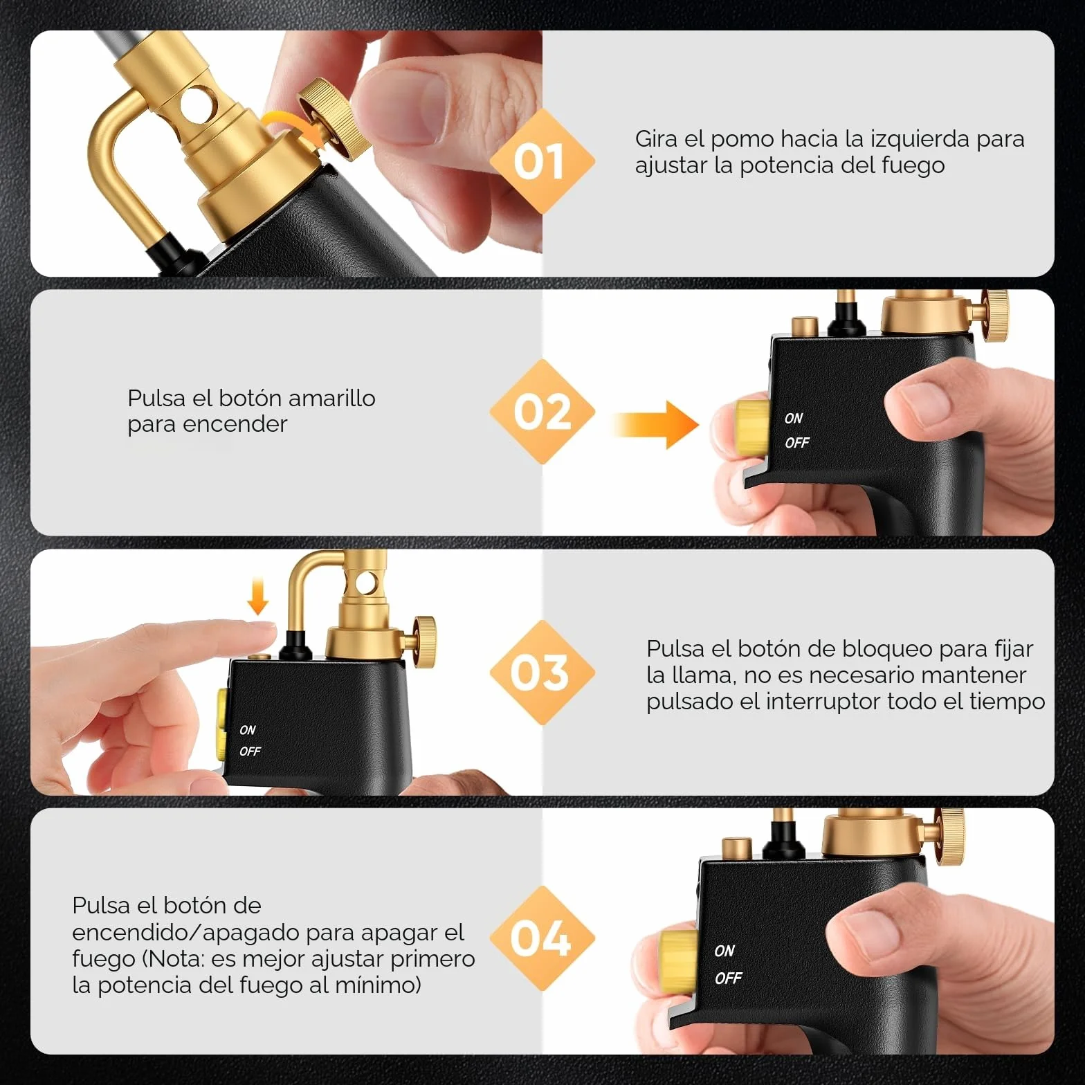 Antorcha de propano MAPP, Antorcha de Gas con Intensidad de Llama Ajustable, Soldadura a Gas para Plomería, Soldadura, Quemador de Malezas, Soldadura de Techos, Parrillas y Encendido