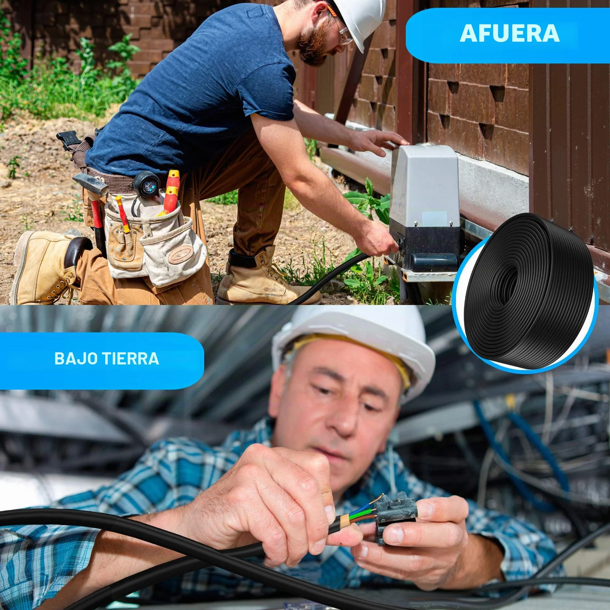 Cable de alimentación subterráneo de 5 a 100 m, NYY-J 3x2,5mm², anillo de cable eléctrico para instalación al aire libre, tierra (35 m)