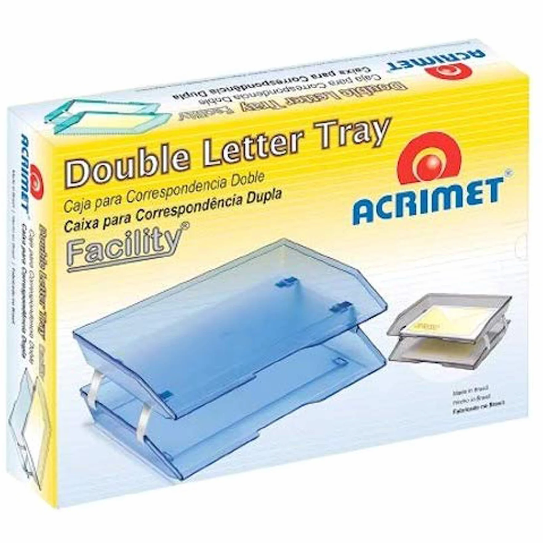 Acrimet Bandeja de 2 Niveles para Cartas Carga Lateral A4, Organizador de Archivos de Escritorio, Plástico Blanco