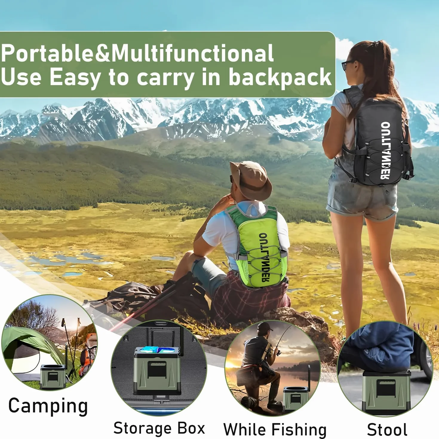 Inodoro de camping plegable, inodoro móvil, carga máxima 150KG, inodoro desechable para camping, RV, senderismo y emergencias