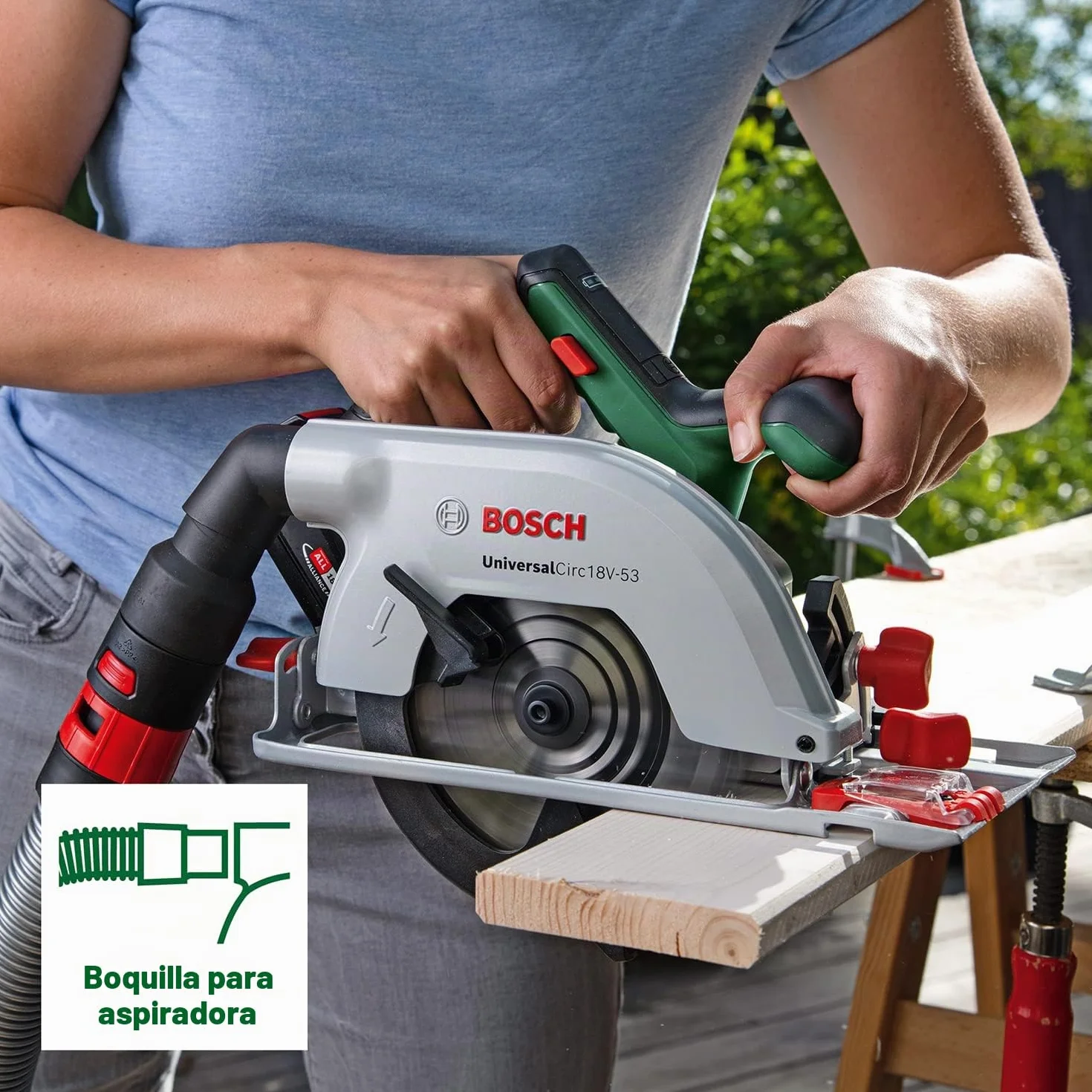 Bosch sierra circular a batería UniversalCirc 18V-53 (para serrar con precisión en madera; profundidad máx. de corte: 53 mm; sistema de 18 V; no incluye la batería)