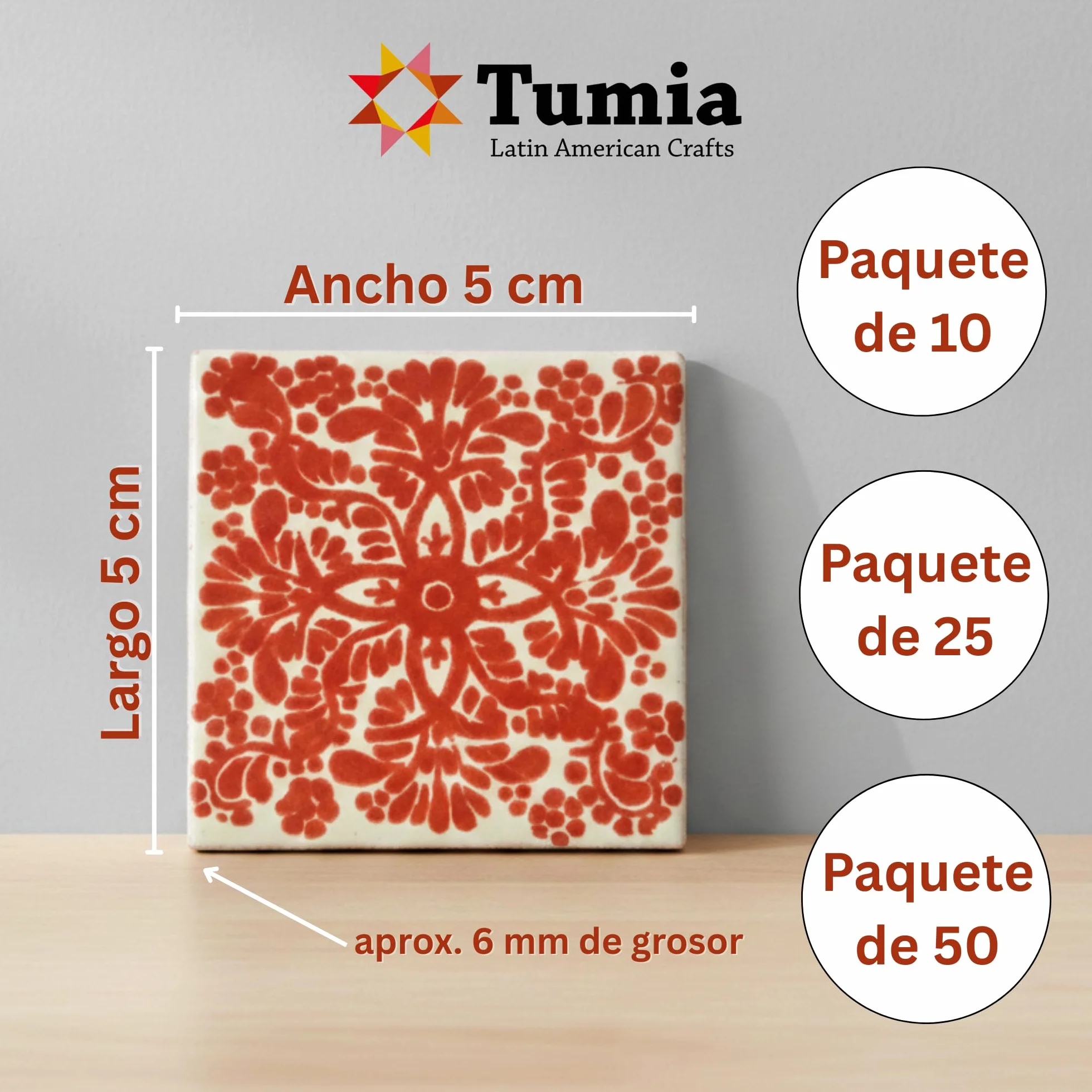 Tumia LAC Azulejos Mexicanos Artesanales de Talavera de 5cm