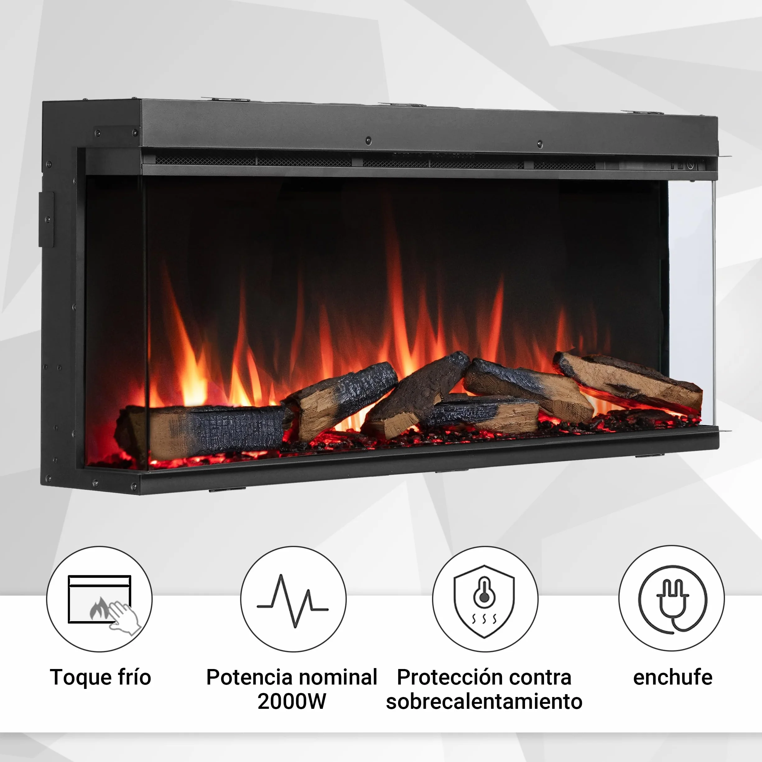 BALDERIA Athena 44 - Chimenea electrica empotrable, Calefactor bajo Consumo 1500W