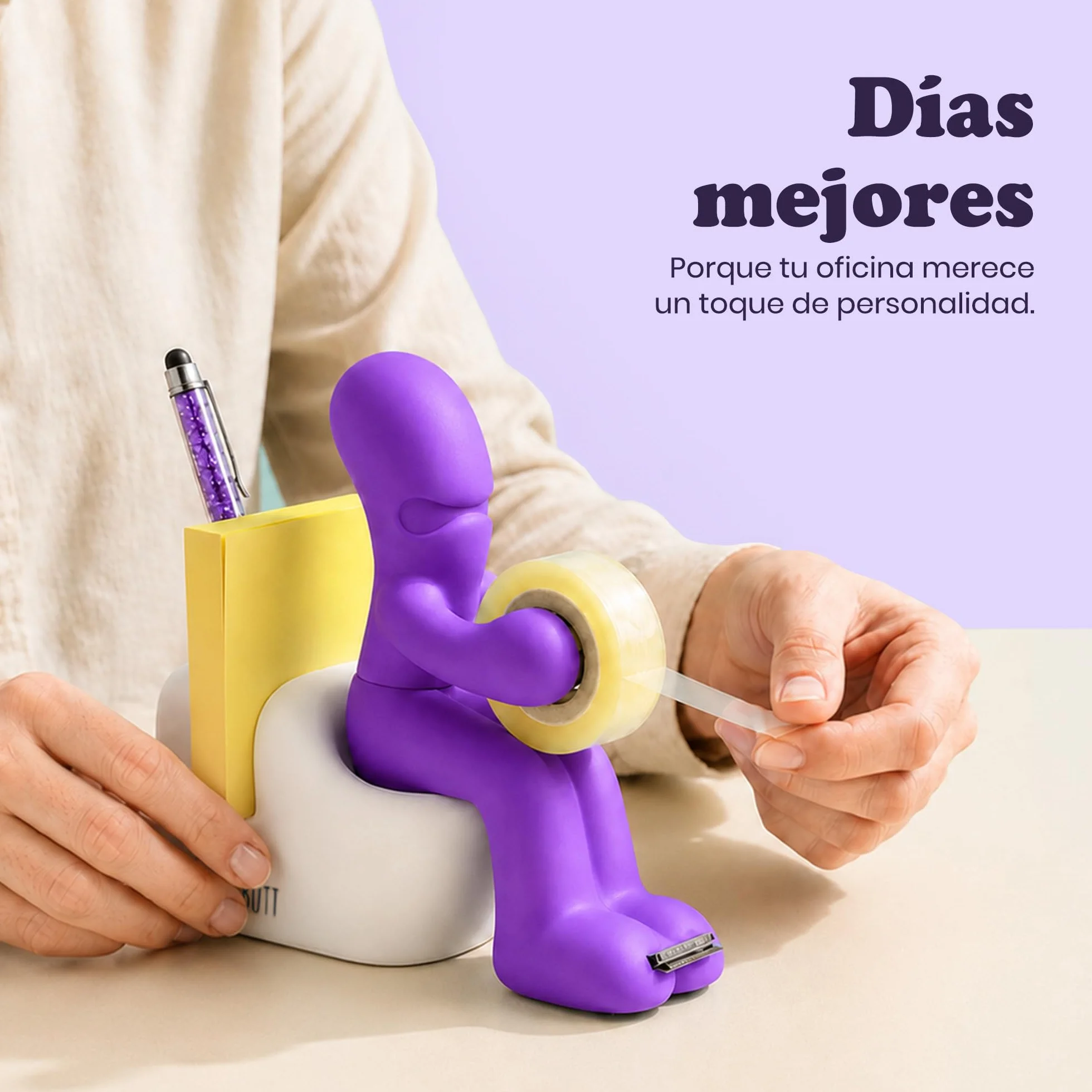 Rollo de cinta adhesiva con dispensador 15.2 x 14.8 x 6.6 cm 222 g Púrpura