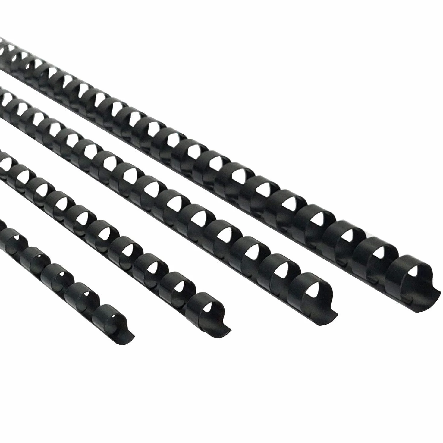 RAYSON Canutillos encuadernar de plástico, Multitamaño, 21 anillas, Capacidad de encuadernación de 20-90 hojas, 6mm 8mm 10mm 12mm, A4, Negro, paquete de 100