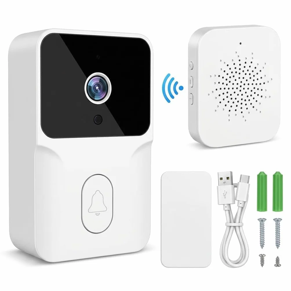 Timbre de vídeo WiFi 1080P con cámara y visión nocturna, audio bidireccional, detección de movimiento, seguridad inteligente para el hogar