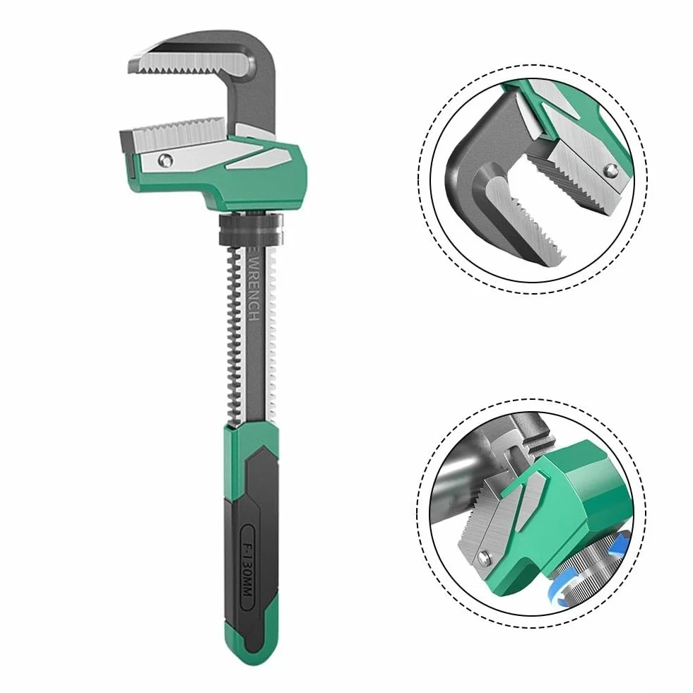 Llave de tubo tipo F, herramienta de fontanero multifuncional en ángulo recto con mandíbula dentada para válvulas y tuberías de forma especial, acero (130 mm)