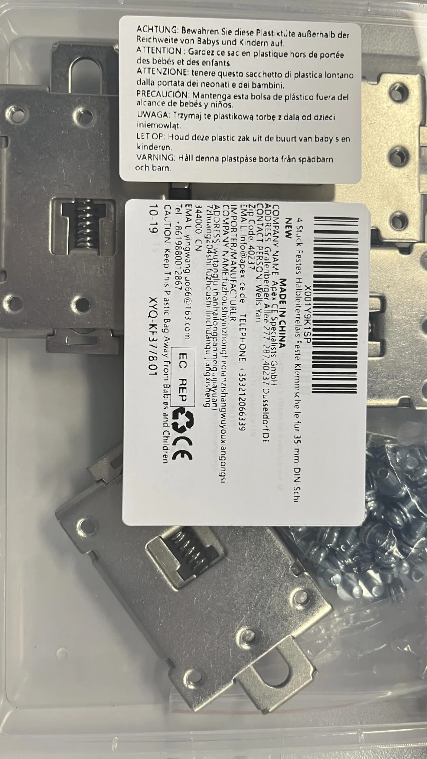 4 unidades de relé de estado sólido fijo abrazadera de sujeción fija para riel DIN de 35 mm Soporte de montaje Adaptador de relé de estado sólido plateado
