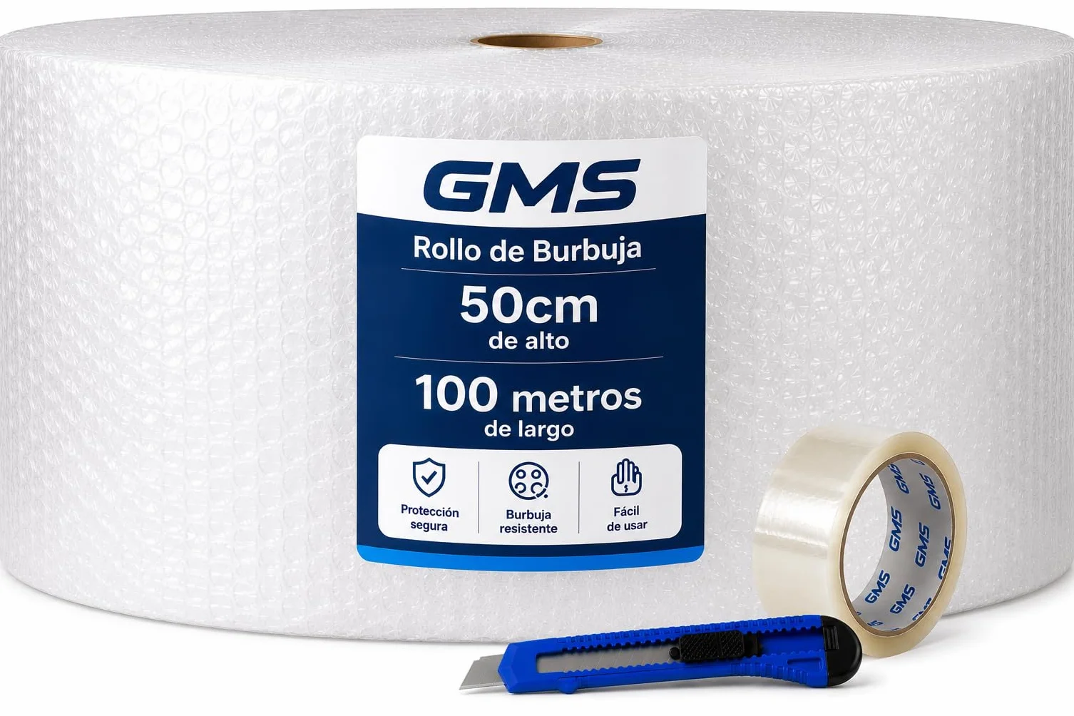 Rollo Burbuja 50cm x 100m + Cutter + Precinto Embalaje Mudanza