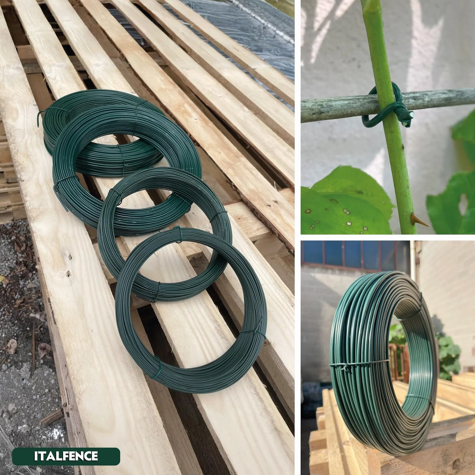 Alambre de hierro plastificado verde para cercados, 100 metros [Ø1,80mm]