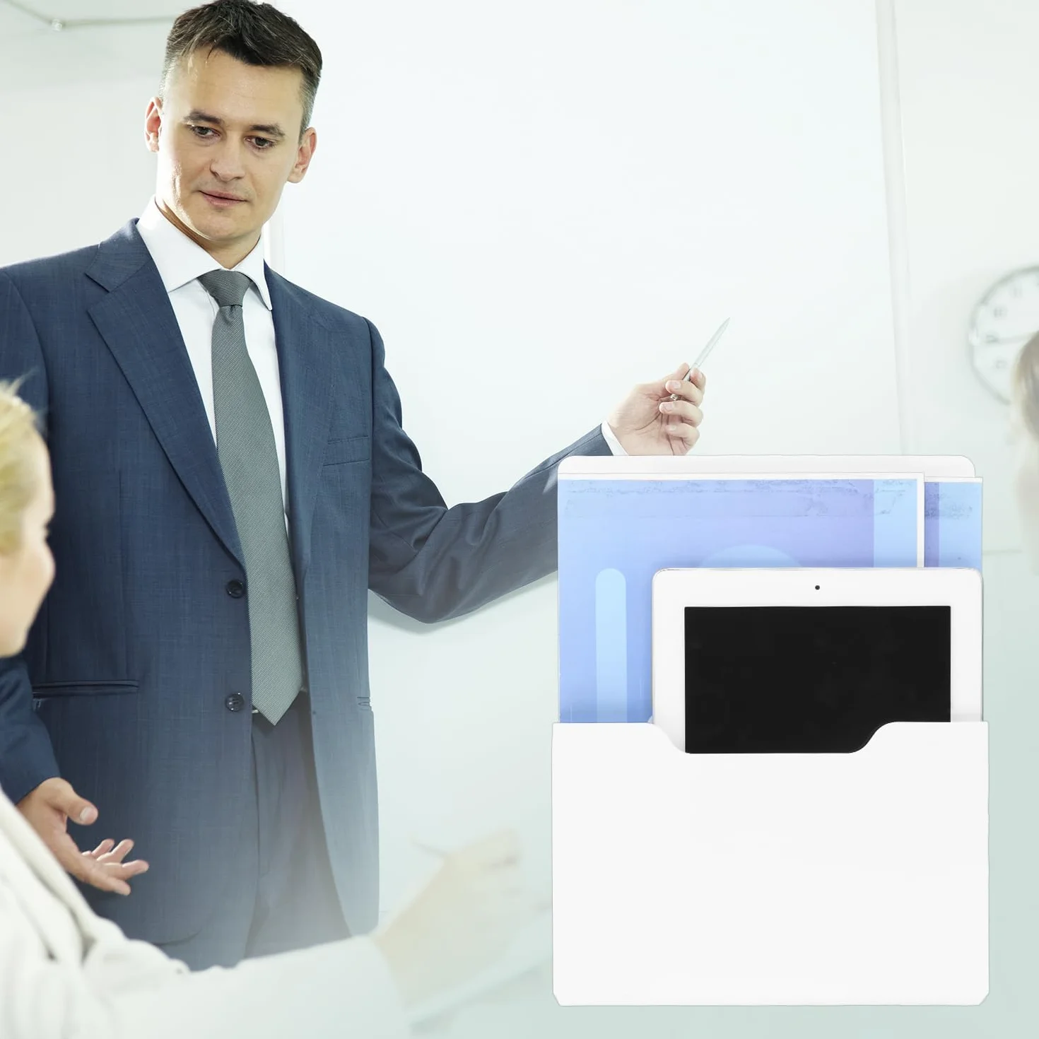 QWORK 2 Piezas Archivador Magnético Organizador de Escritorio Porta Folletos A4 Blanco