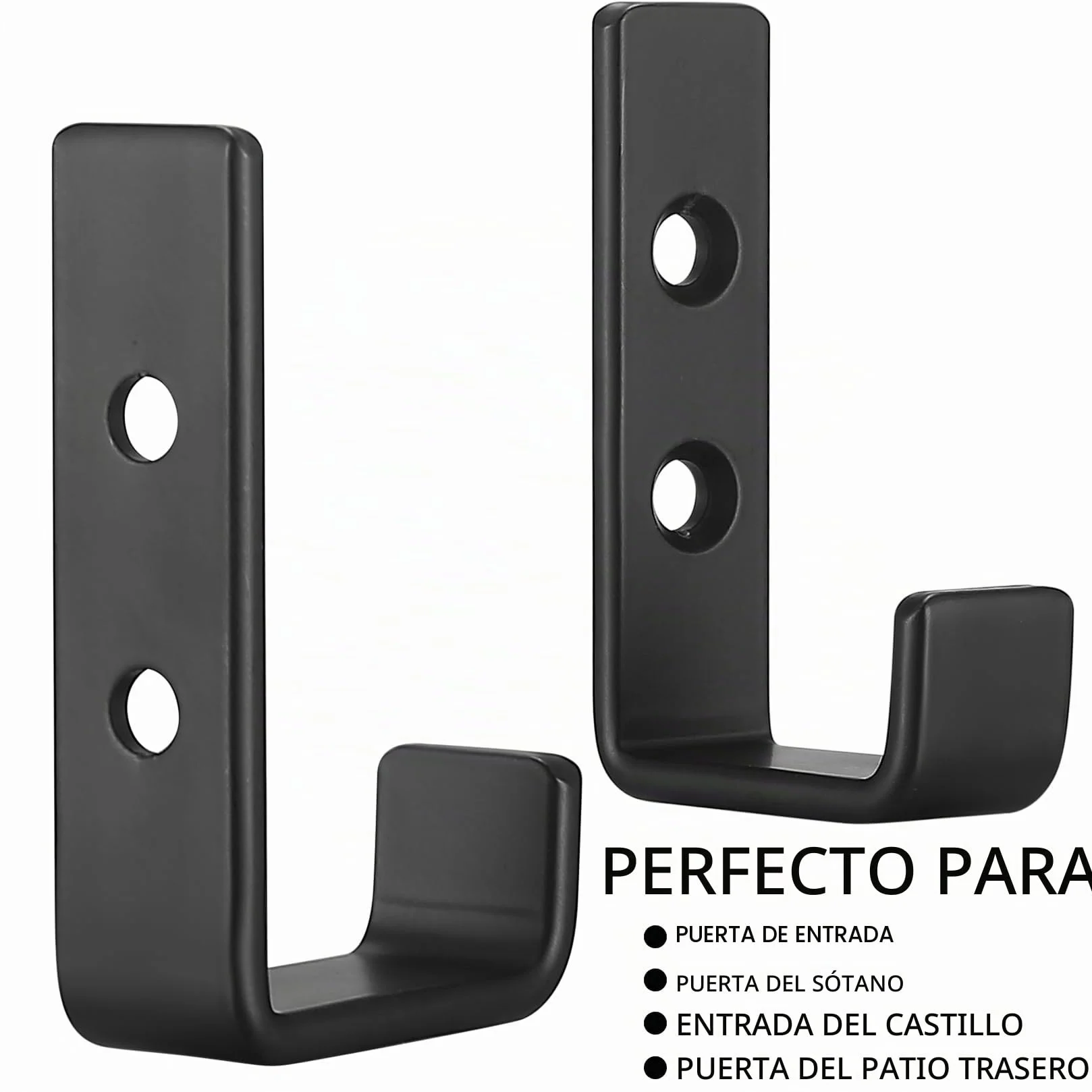 2pcs Ganchos Resistentes para Pared en Forma de J, Ganchos de Acero al carbono Negros Universales, Percheros, Ganchos para Abrigos,Soporte de Pared para Artículos Voluminosos (2) (2pcs)