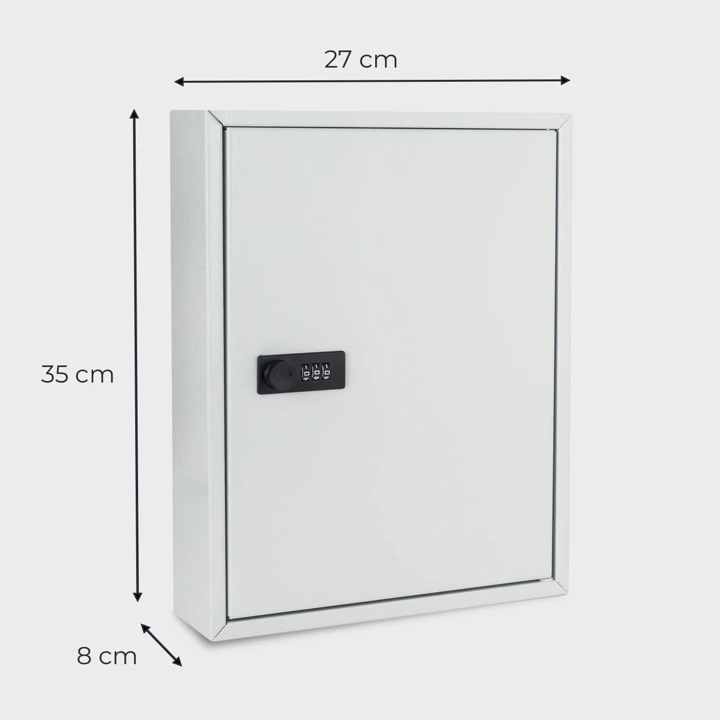 HMF 13642-07 Armario para llaves con código numérico, caja para llaves grande, 42 ganchos, 35 x 27 x 8 cm, gris claro