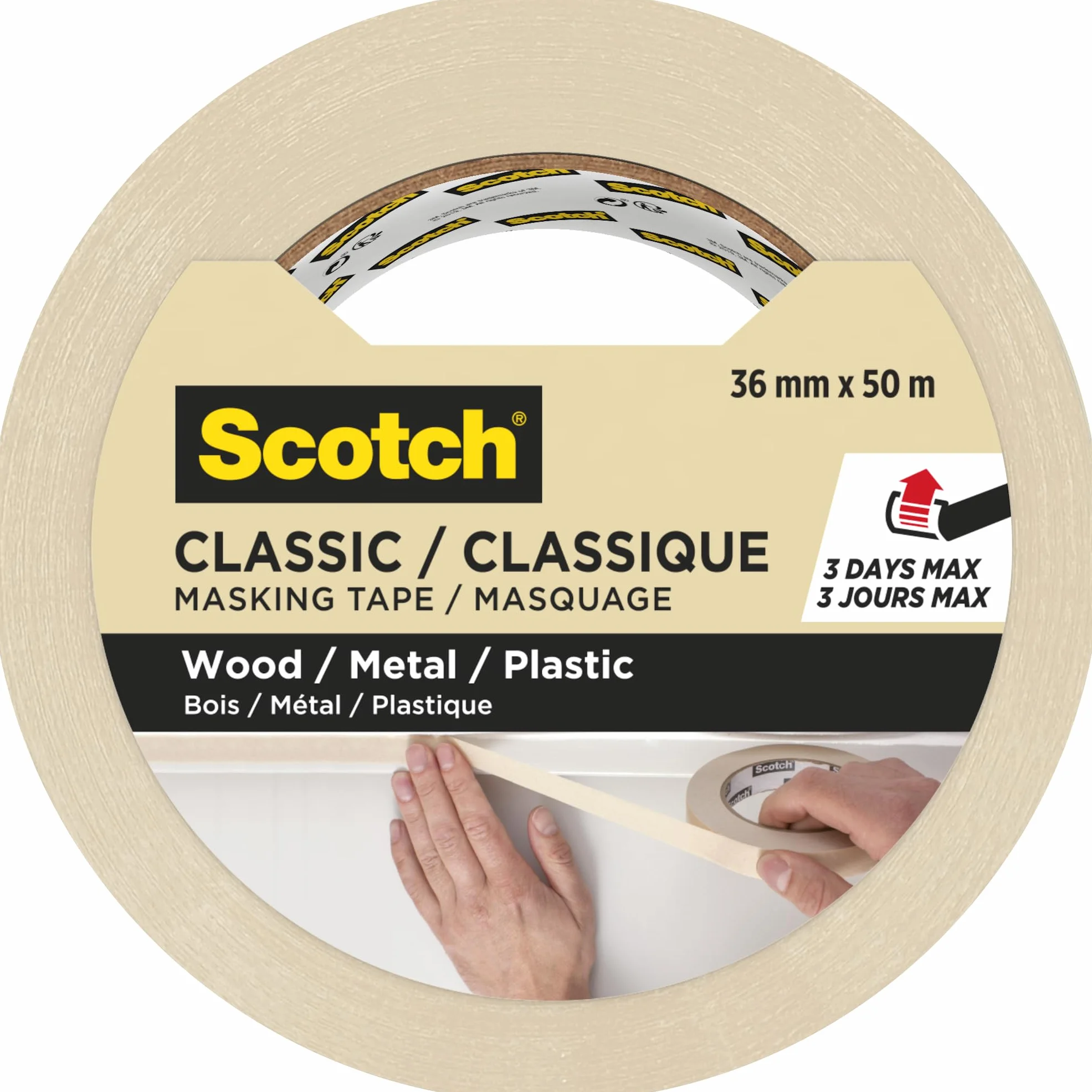 ScotchBlue, Scotch Classic Masking Tape, 16 Rolls 36mm x 50m - Adhesion - Painters Masking Tape for Indoor Painting and Decorating