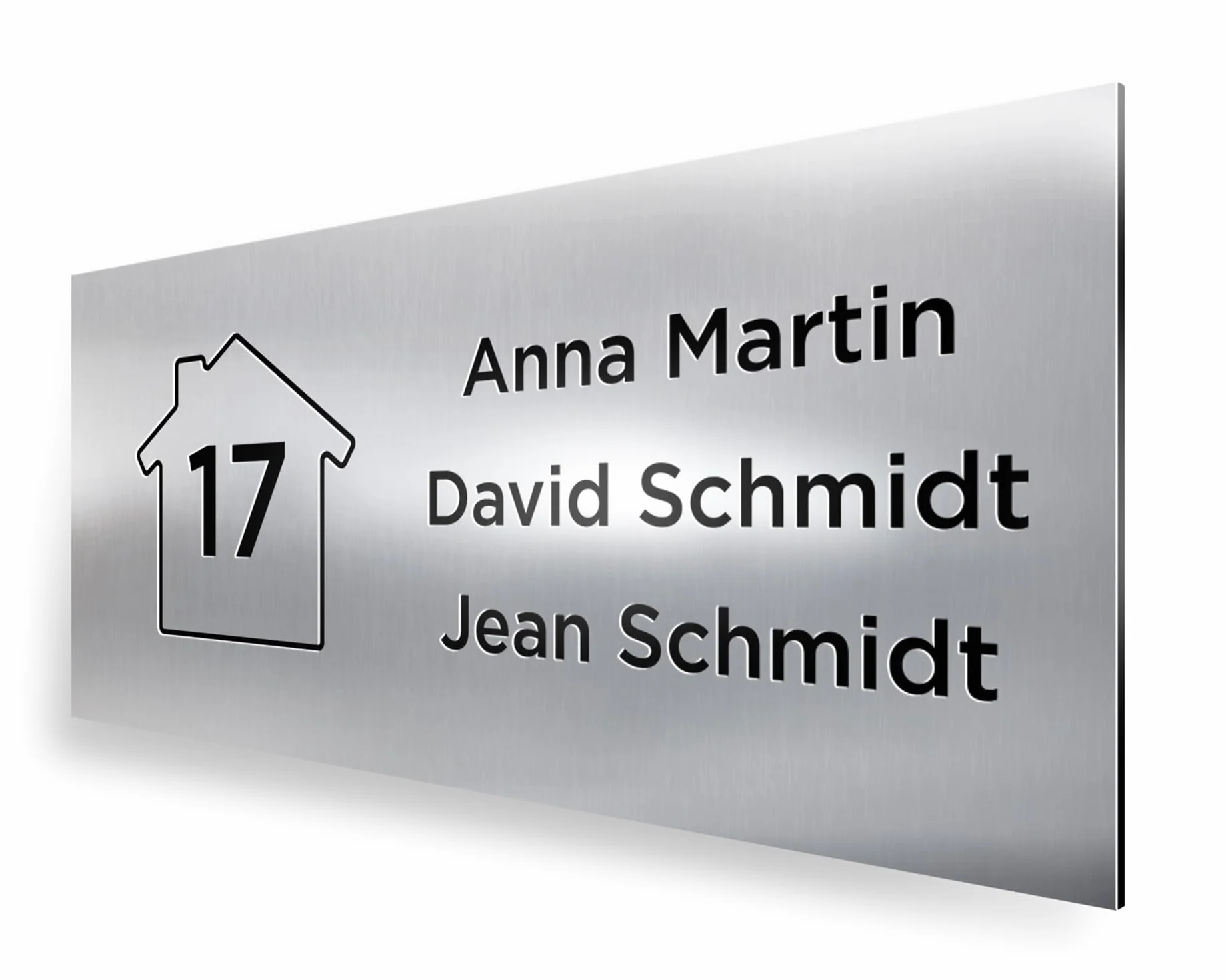 Placa de Buzón 6x2 cm. Grabada en PVC con Efecto Aluminio Metalizado. Añade Nombre y Número
