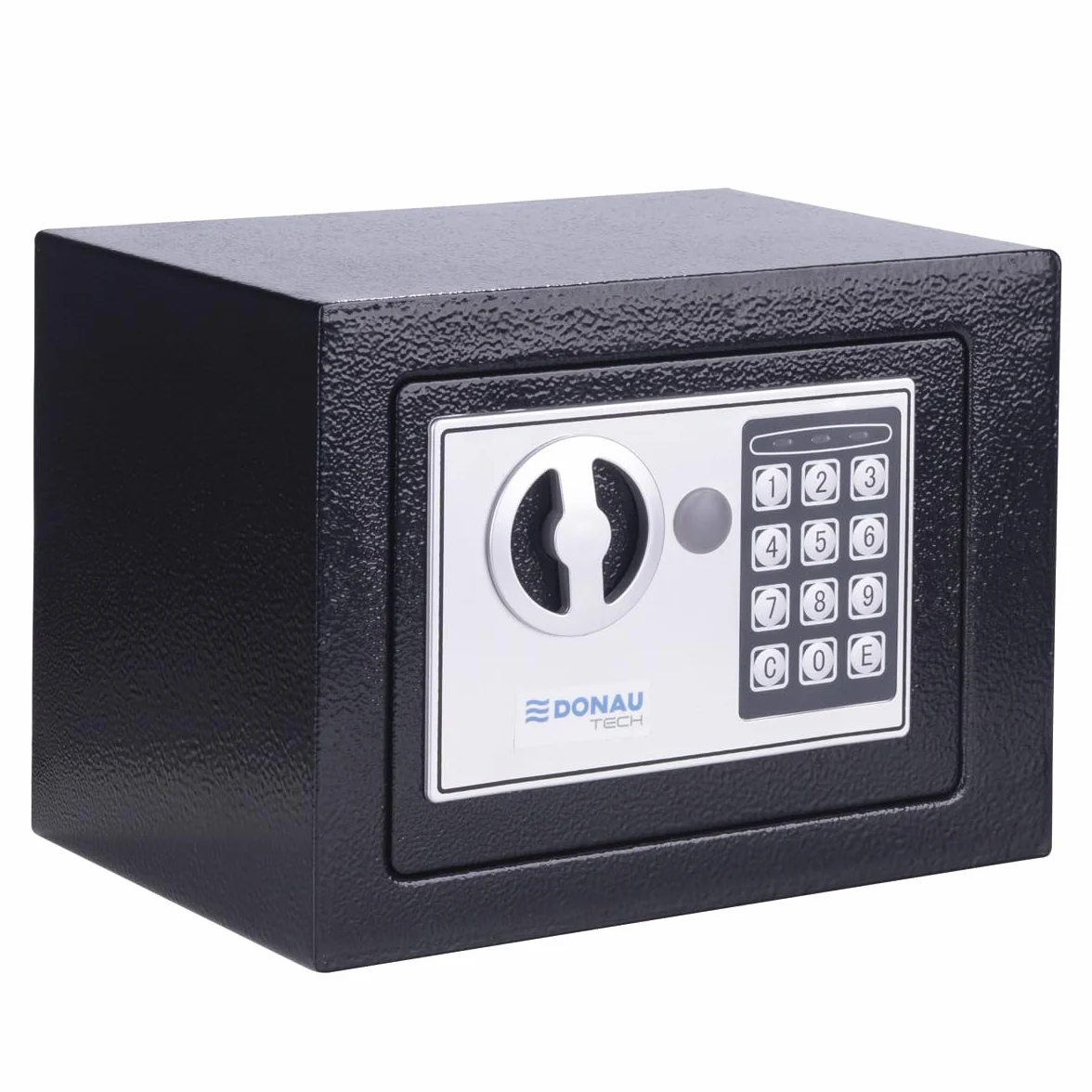 Caja fuerte digital DONAU TECH Mini 4,6L / 23 x 17 x 17 cm/Caja fuerte electrónica manual-digital pequeña para muebles/con contraseña digital y 2 llaves de seguridad/Negra