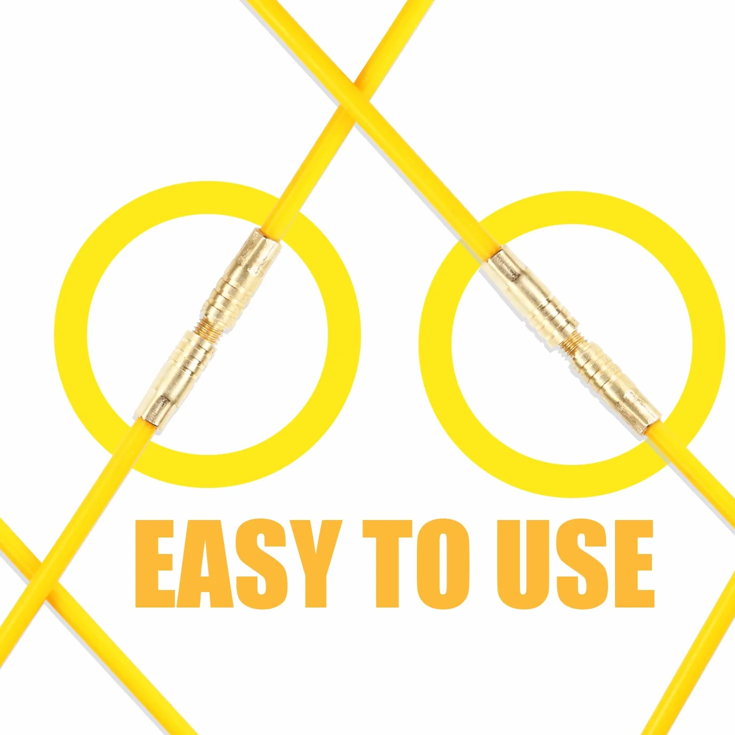 Juego de 10 varillas para cables con muelle guía para instalación de cables y corriente doméstica (330 mm, amarillo)