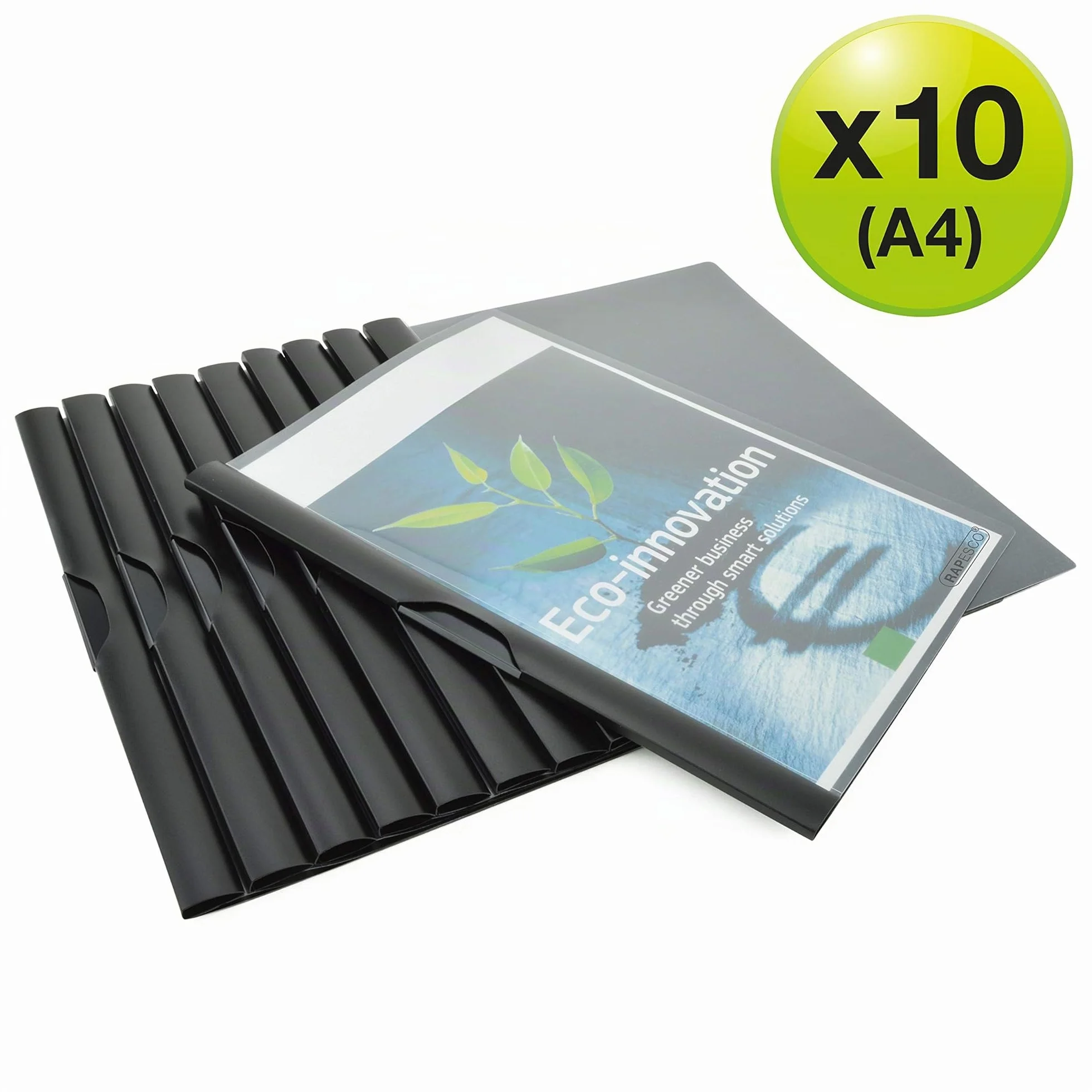 Rapesco ECO Carpeta Dossier con Clip Lateral A4 Negro Paquete 10