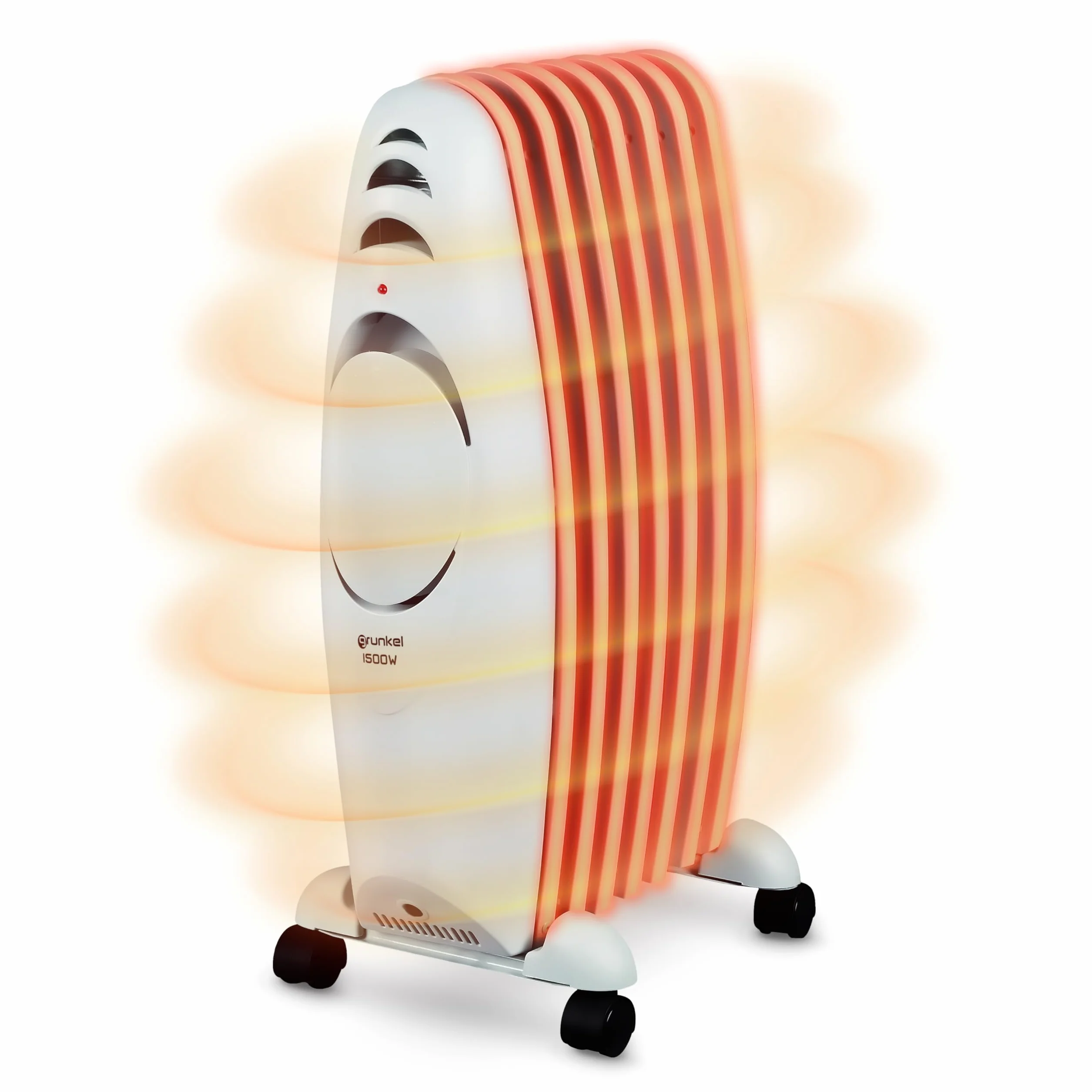 Grunkel - Radiador eléctrico de Aceite bajo consumo RAC-7EFIHEAT - 3 niveles de calor, 7 Elementos Calefactores y 1500W de potencia. portátil con ruedas y fácil de utilizar con termostato regulable