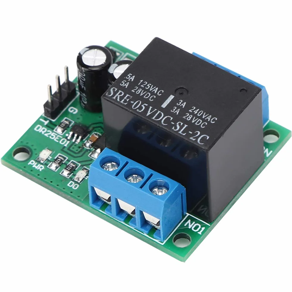 Módulo Relé Biestable DPDT 5V 12V DC con Control Pulso Bajo y LED Indicador para Automoción y Computadoras 39.5x33.3x23.3mm