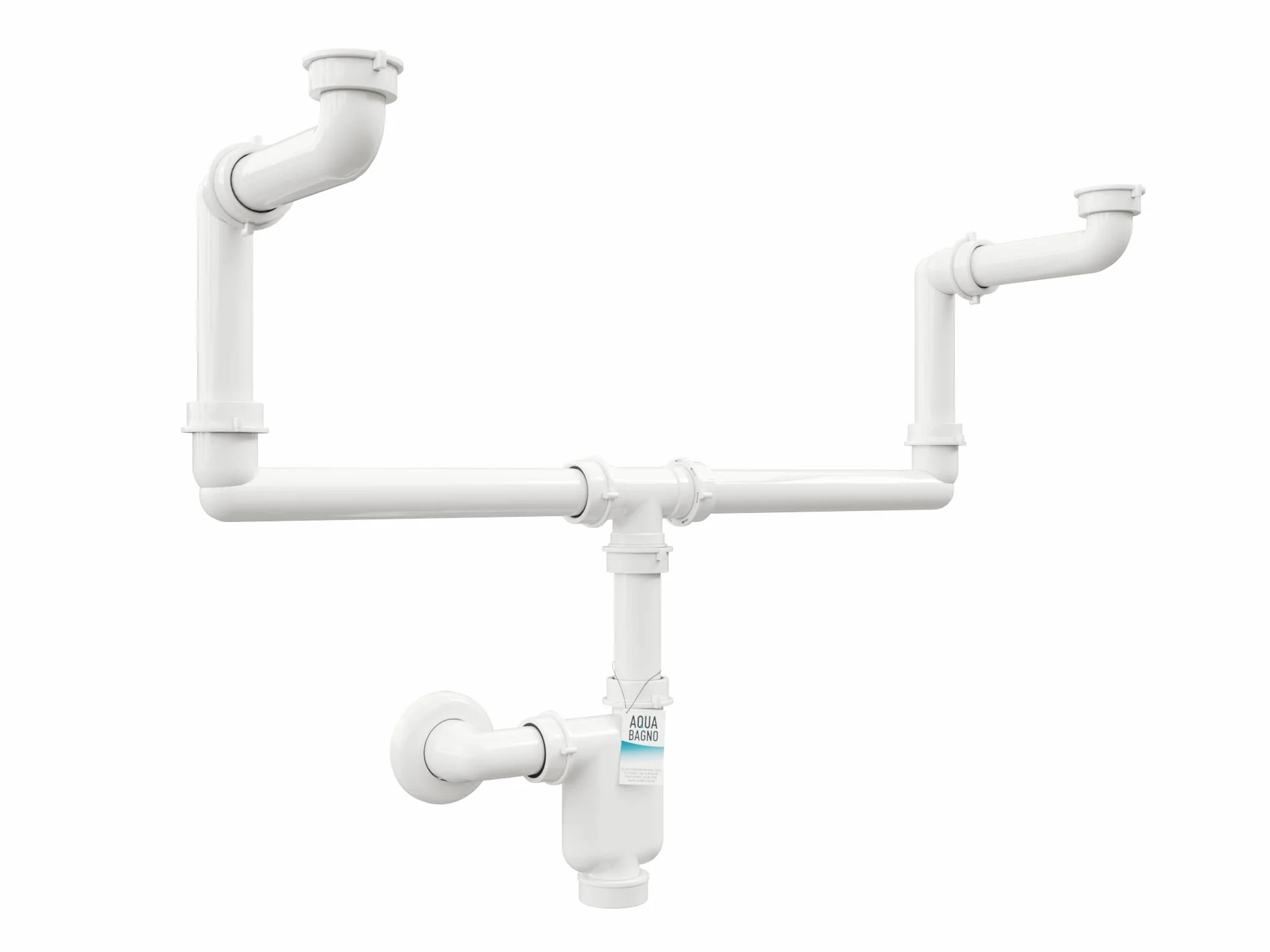 Aqua Bagno Sifón de ahorro de espacio para lavabo, sifón para muebles, ahorro de espacio, sifón plano, baño, flexible, ajustable, G 1 1/4 pulgadas, DN32, doble lavabo