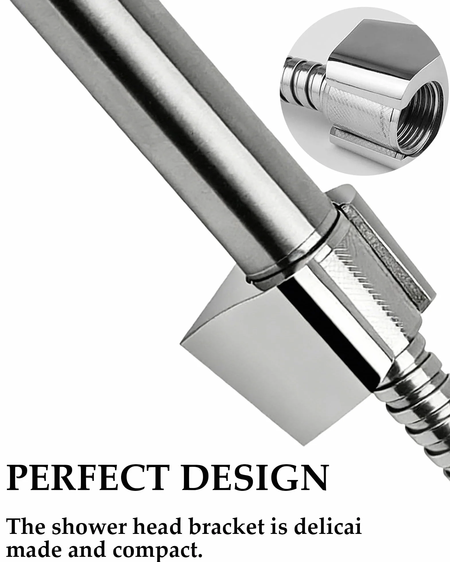 Aleación de Zinc Soporte de Ducha con Tornillos, Soporte Para Ducha de Baño, Plateado Cabezal de Ducha Soporte, Compatible con la Mayoría de Cabezales de Ducha