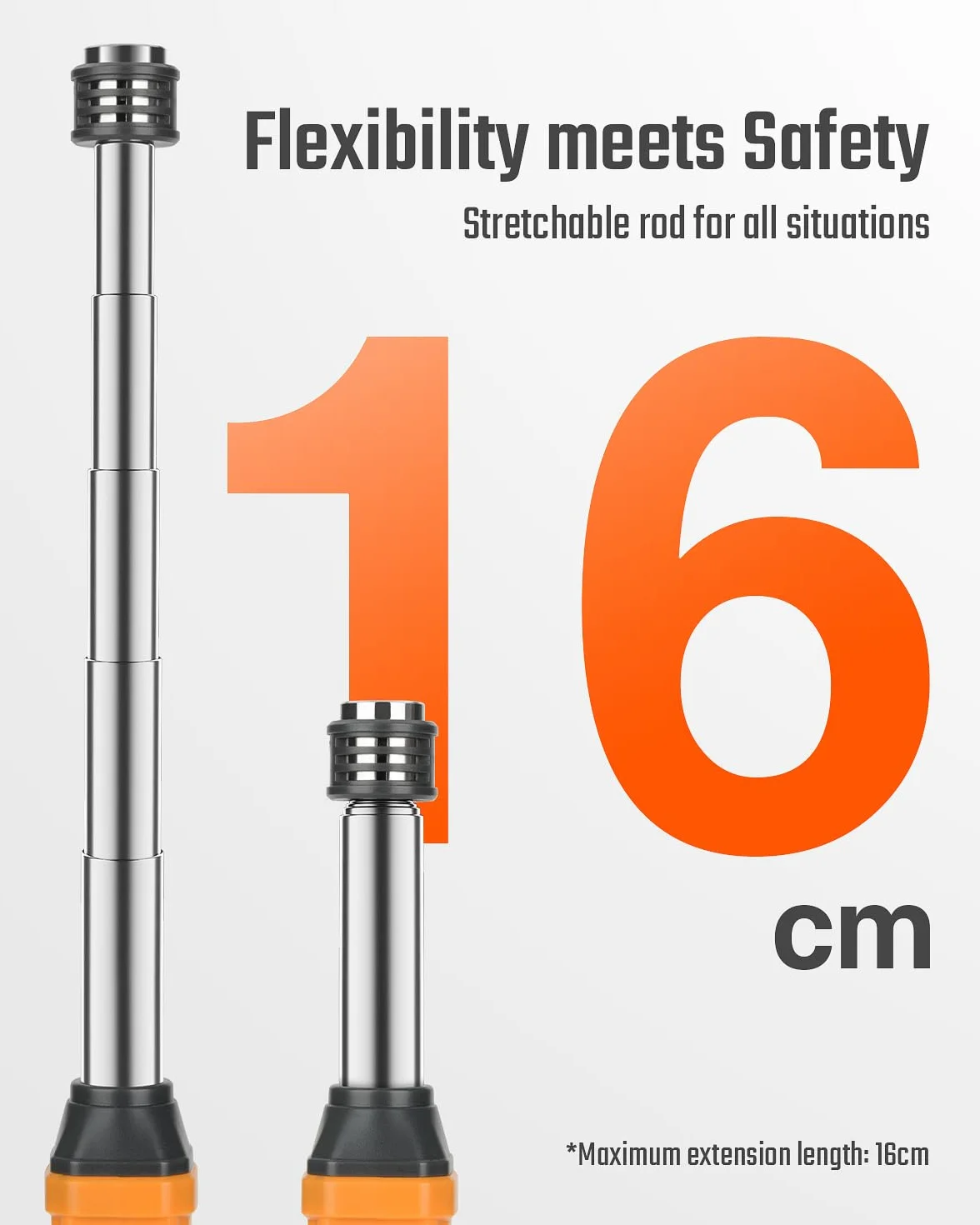 Detector de Gas Natural, TopTes PT299, Detector Portátil con Varilla Extensible para Gases Combustibles como Metano y Propano en el Hogar o Caravana (Incluye 2 Pilas) - Naranja
