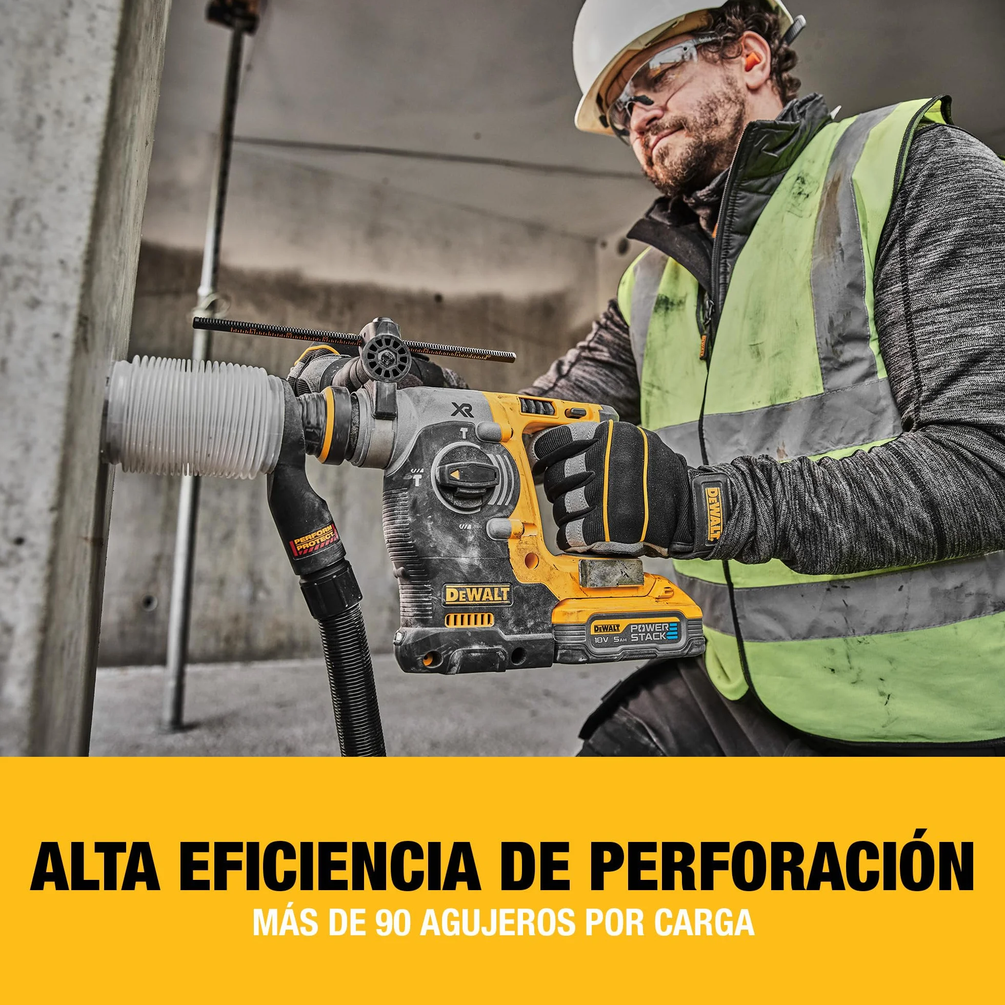 DEWALT Taladro Percutor Sin Escobillas SDS-Plus XR 18V de 24mm, No incluye Batería ni Cargador, DCH273N-XJ
