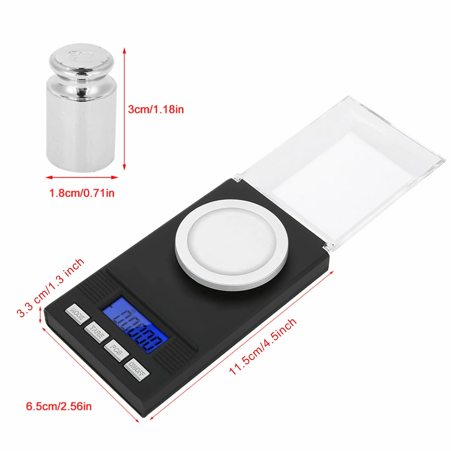 Báscula Digital de Miligramos para Joyería, 10G, 20G, 50G, 100G, 0,001G, Precisión, Conversión de 6 Unidades, Luz Trasera Azul, Báscula de Pantalla Digital con (100 gramos)