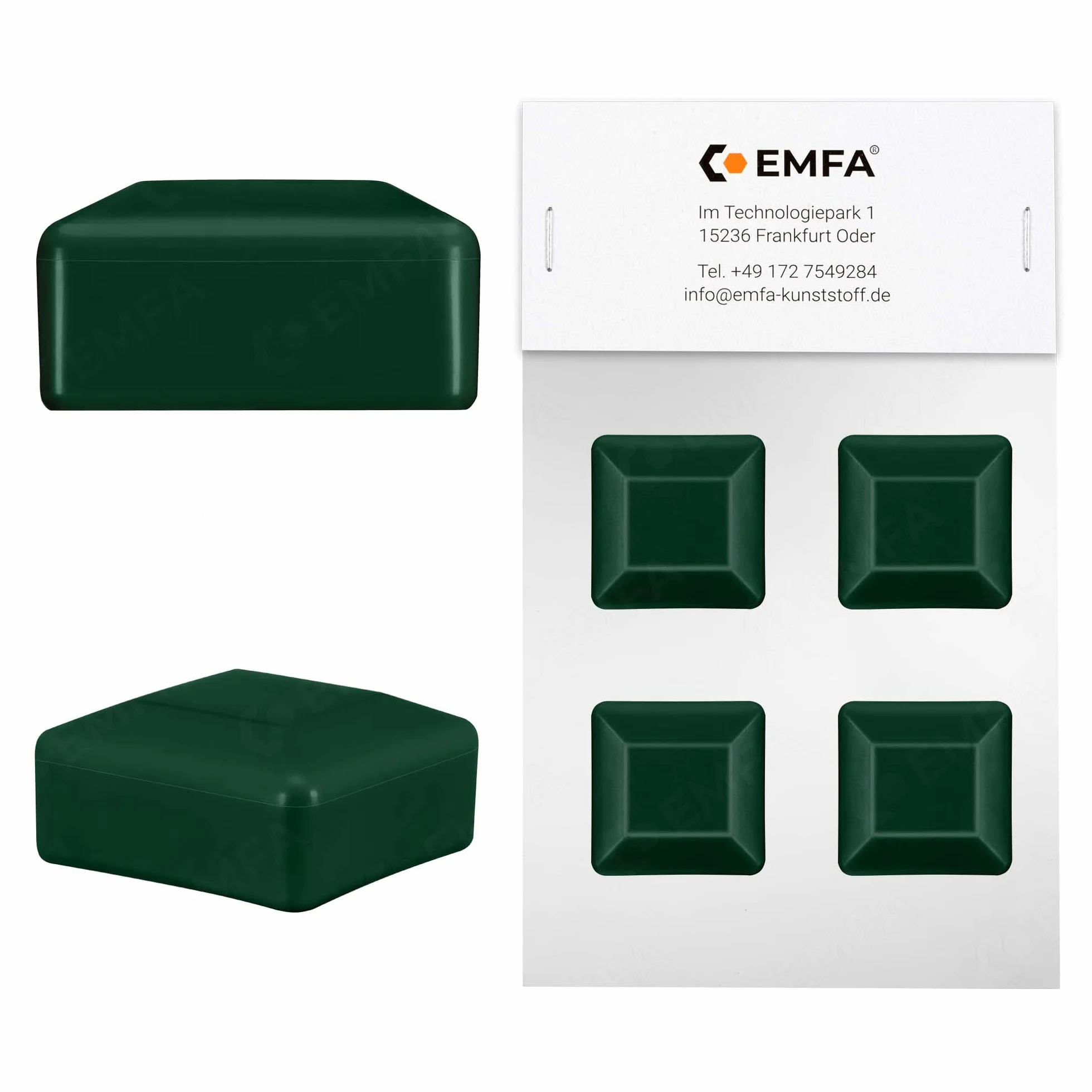 EMFA Tapas para postes de valla 60x60mm 4 unidades verde plástico