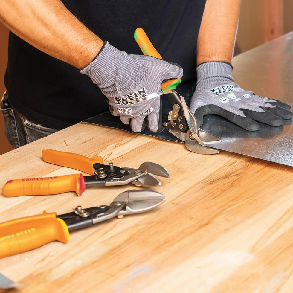 Klein Tools 2401R Tijeras compensadas de corte derecho, tijeras de hojalata de aviación con hoja forjada para corte de chapa de precisión